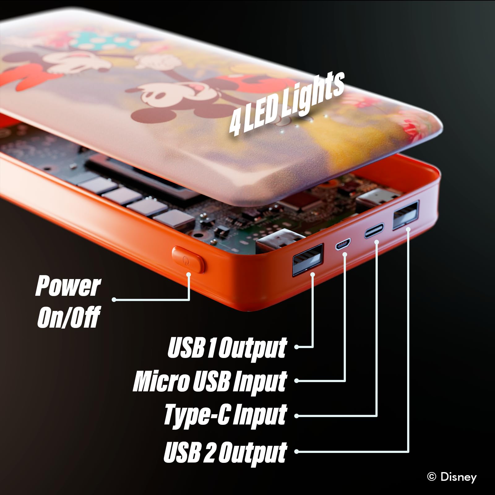 Foto 5 | Batería Externa Disney Mickey Mouse Y Sus Amigos De 10.000 Mah - Venta Internacional.