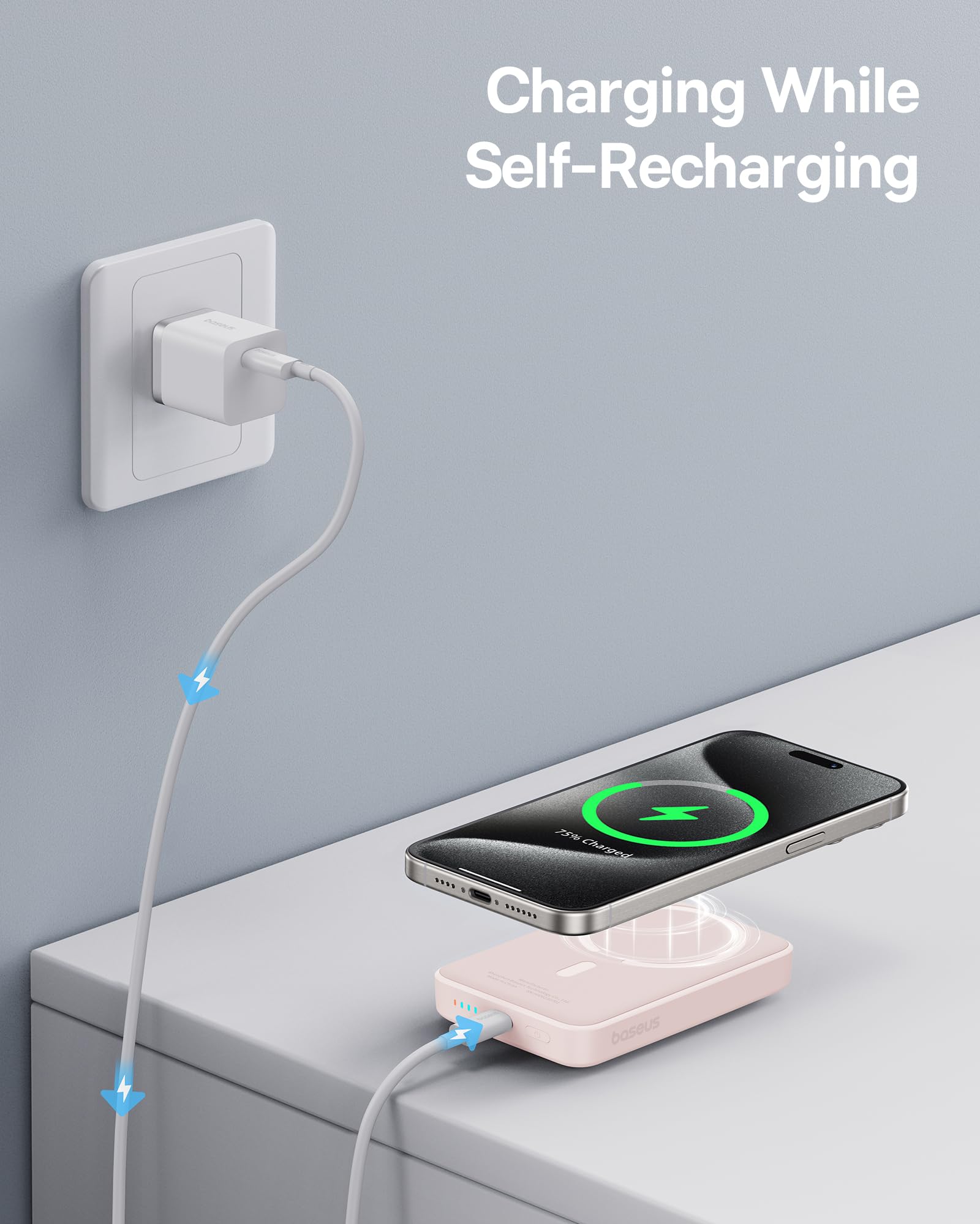 Foto 4 pulgar | Cargador Portátil Baseus Inalámbrico Magsafe De 10000 Mah, Color Rosa - Venta Internacional.