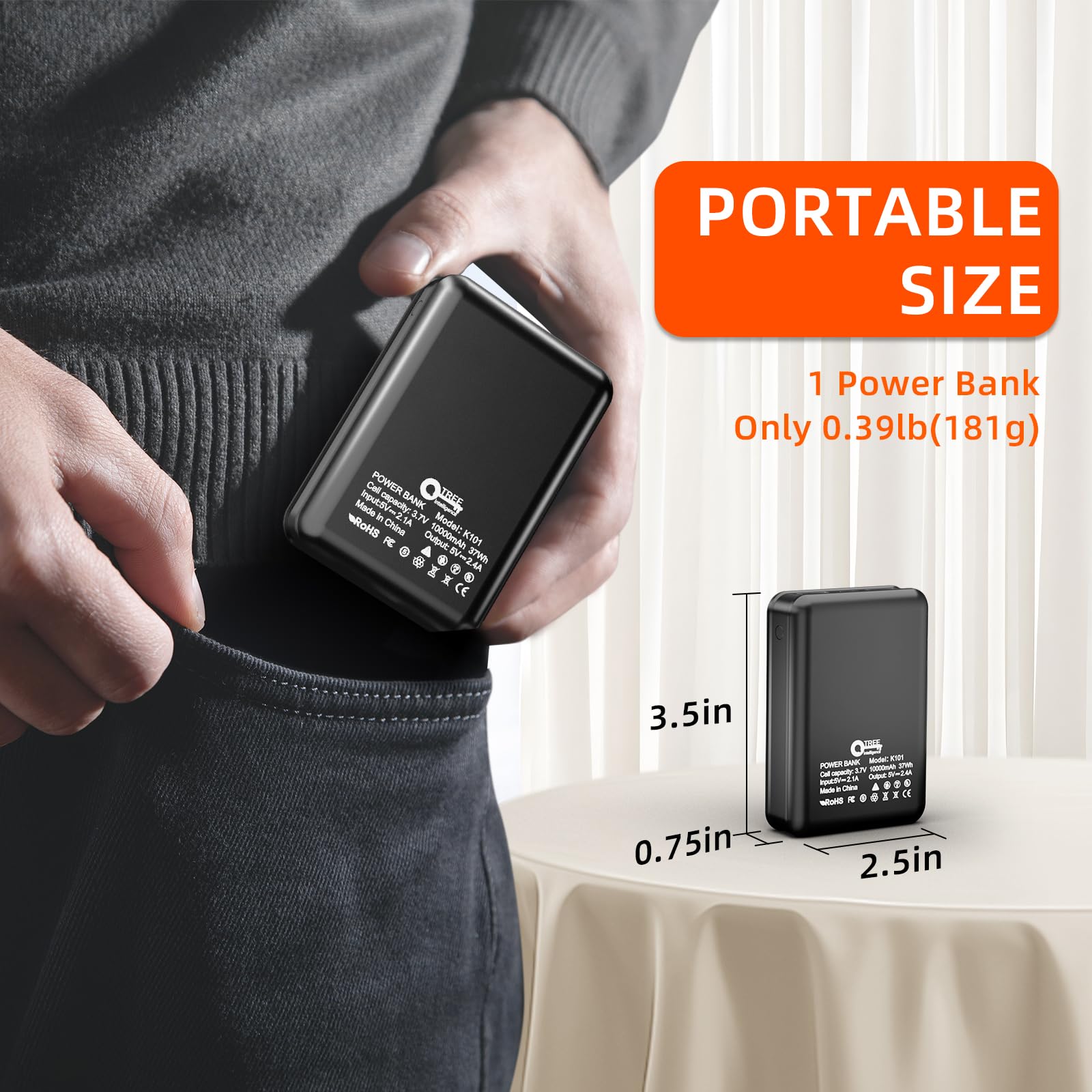 Foto 8 pulgar | Power Bank Qtree Intelligence, 10000 Mah, 5 V, 2,4 A X2, Para Ropa Con Calefacción - Venta Internacional.