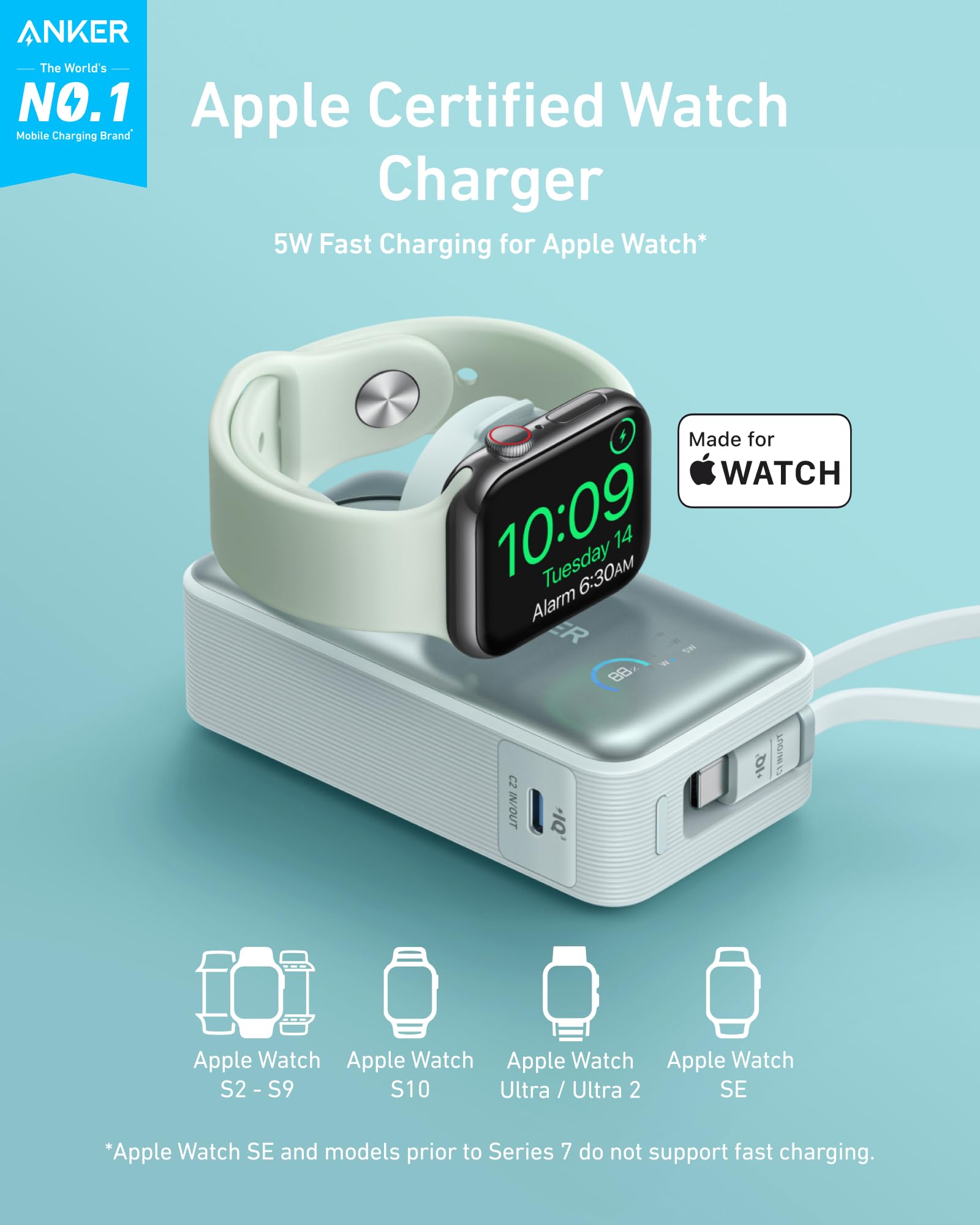 Foto 3 pulgar | Batería Externa Anker Maggo De 10.000 Mah Con Cable Usb-c Para Apple Watch - Venta Internacional.