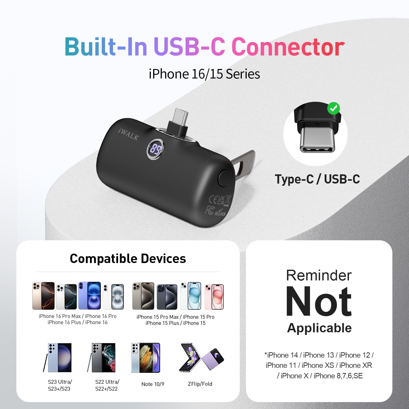 Foto 5 pulgar | Cargador Portátil Iwalk 5000mah 20w Pd De Carga Rápida Usb-c - Venta Internacional.