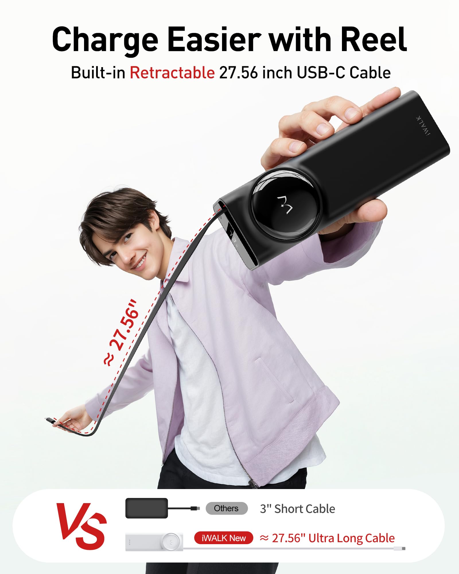 Foto 3 pulgar | Power Bank Iwalk Reel De 20000 Mah Y 65 W Con Cable Usb-c Retráctil - Venta Internacional.
