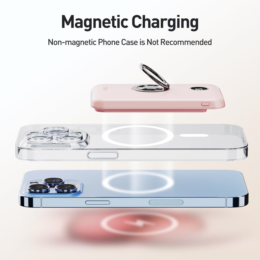 Foto 2 | Cargador Inalámbrico Power Bank Iwalk Magnetic De 6000 Mah, Color Rosa - Venta Internacional.