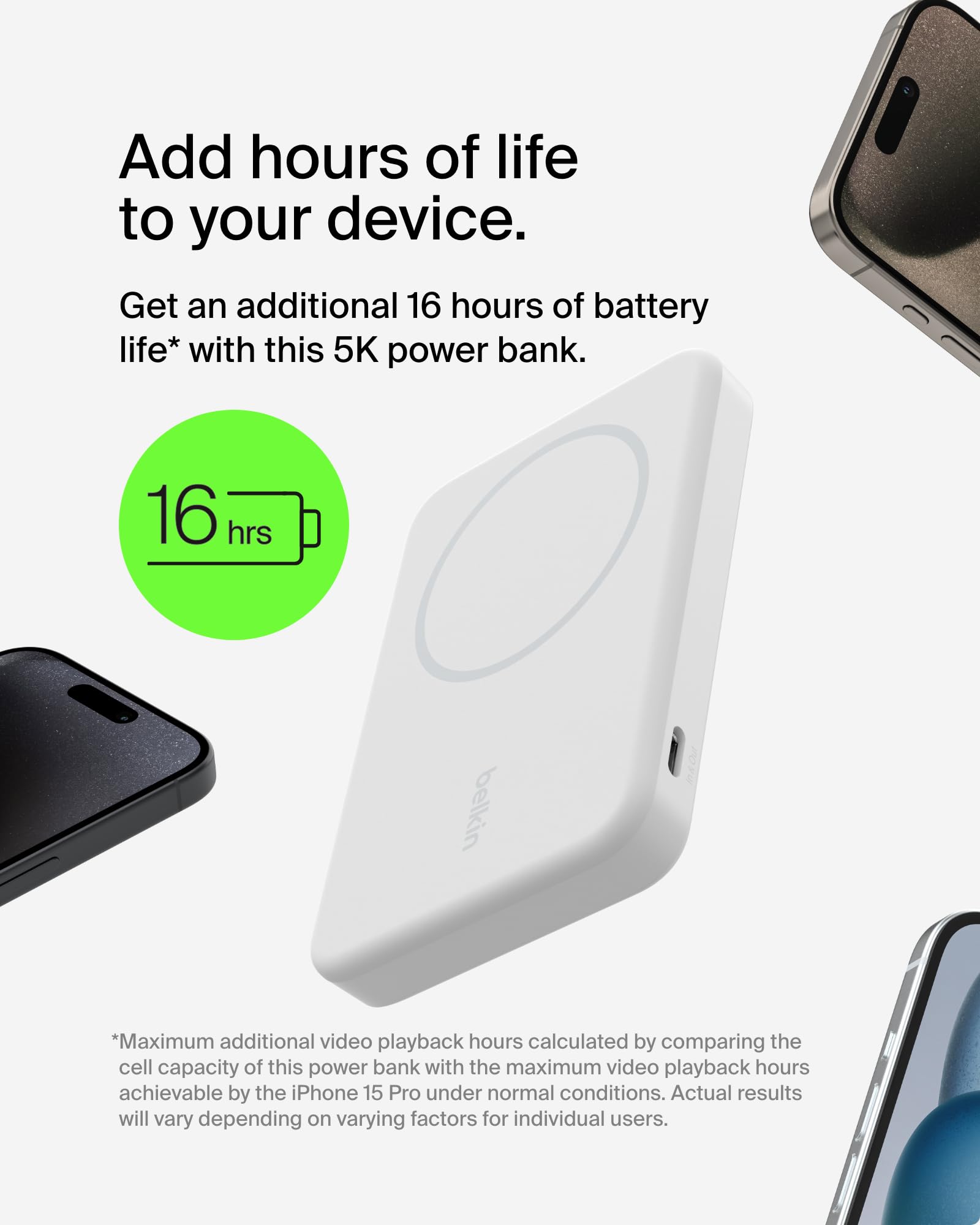 Foto 4 pulgar | Batería Externa Inalámbrica Belkin Boostcharge Pro De 5000 Mah, Color Blanco - Venta Internacional.