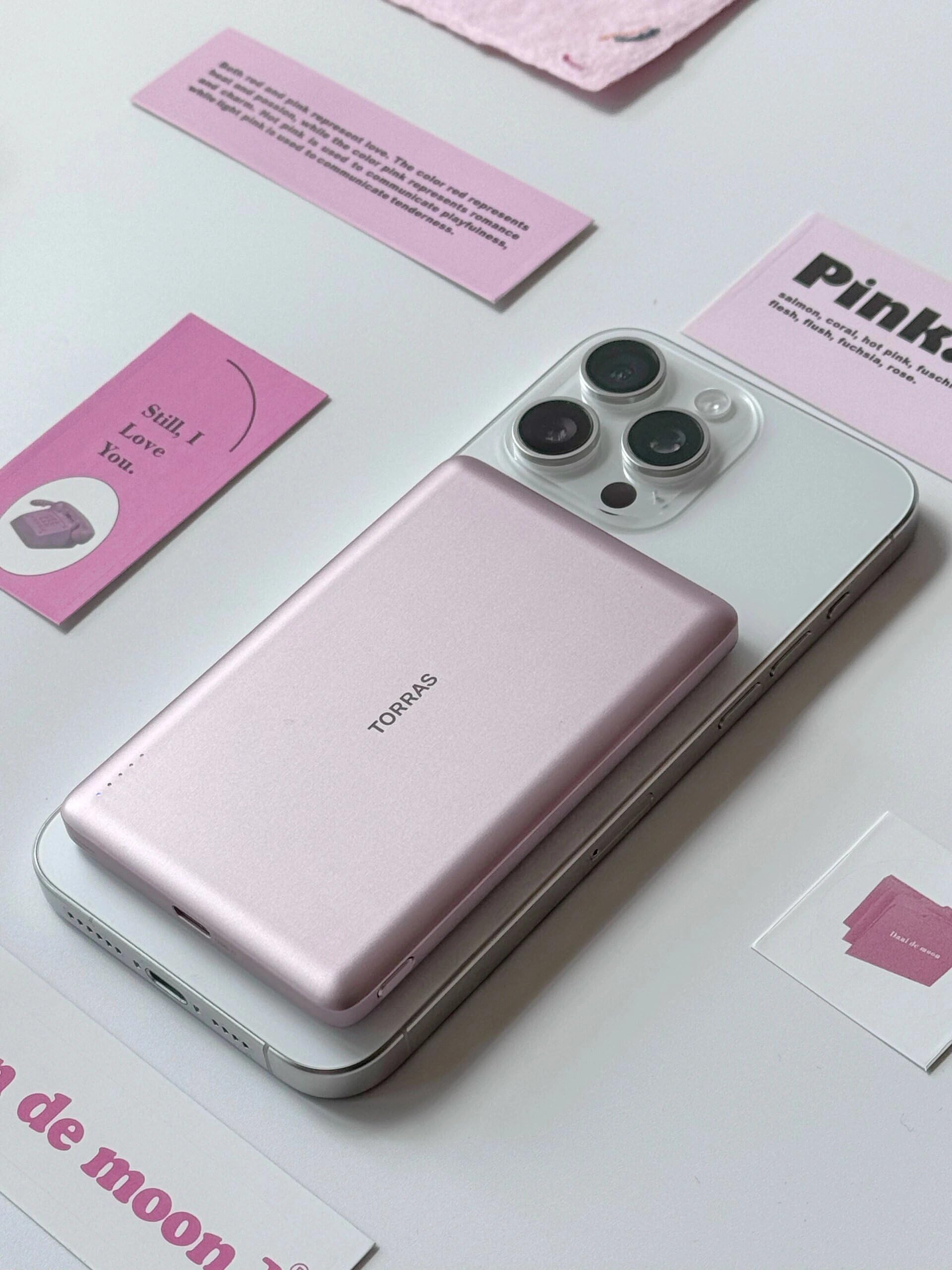 Foto 2 | Cargador Inalámbrico Power Bank Torras Minimag De 5000 Mah, Color Rosa - Venta Internacional.