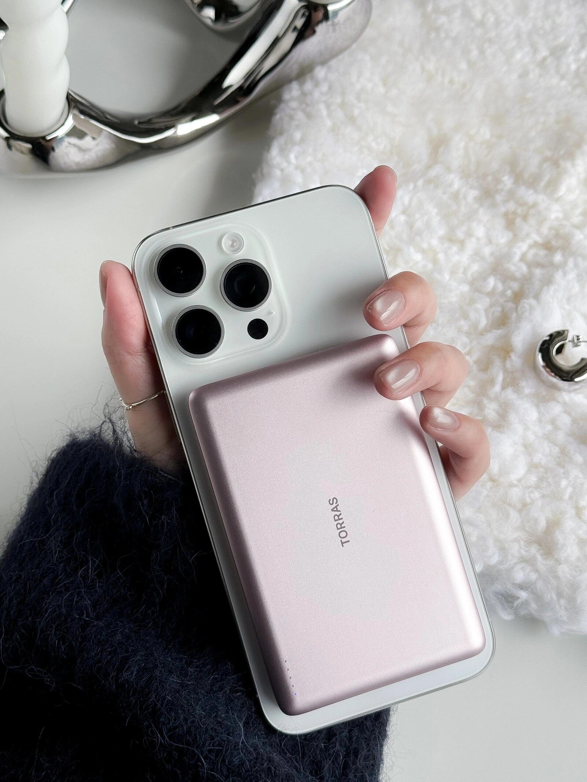 Foto 4 | Cargador Inalámbrico Power Bank Torras Minimag De 5000 Mah, Color Rosa - Venta Internacional.