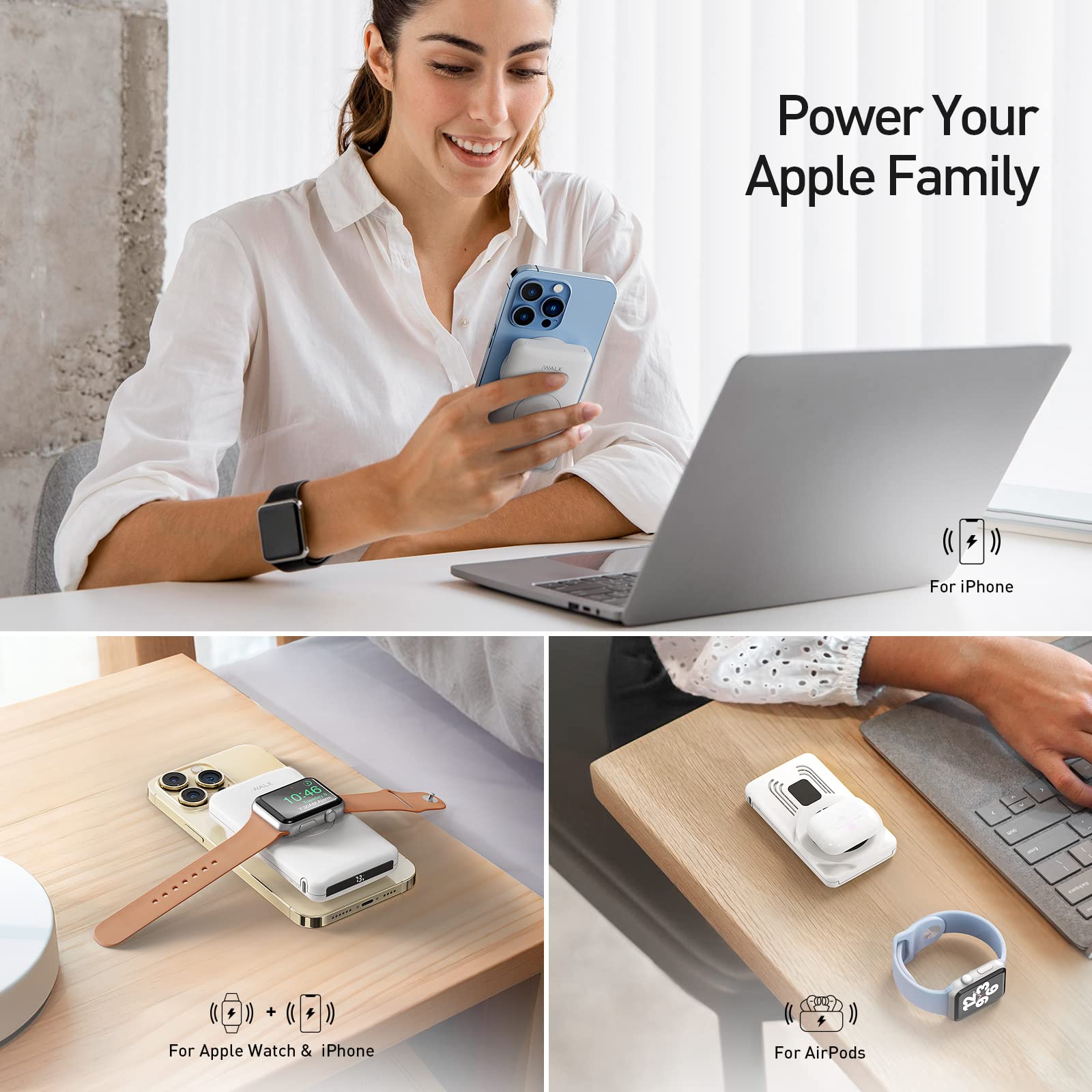 Foto 4 pulgar | Power Bank Iwalk Mag-x Magnético Inalámbrico De 10000 Mah Con Cargador Iwatch - Venta Internacional.