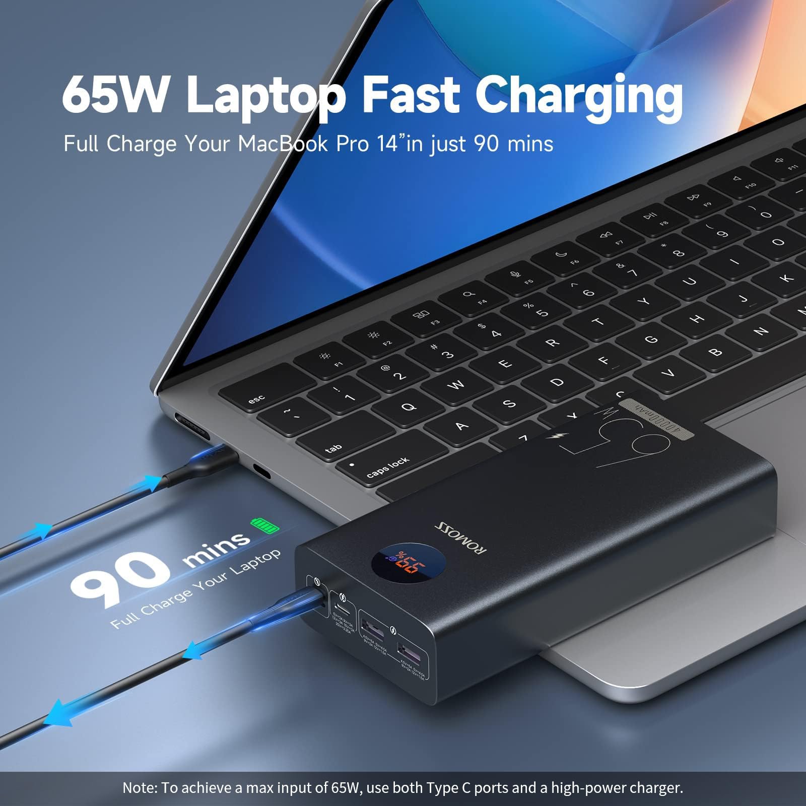 Foto 3 pulgar | Banco De Energía Romoss De 40 000 Mah Y 65 W Con Carga Rápida Usb C - Venta Internacional.