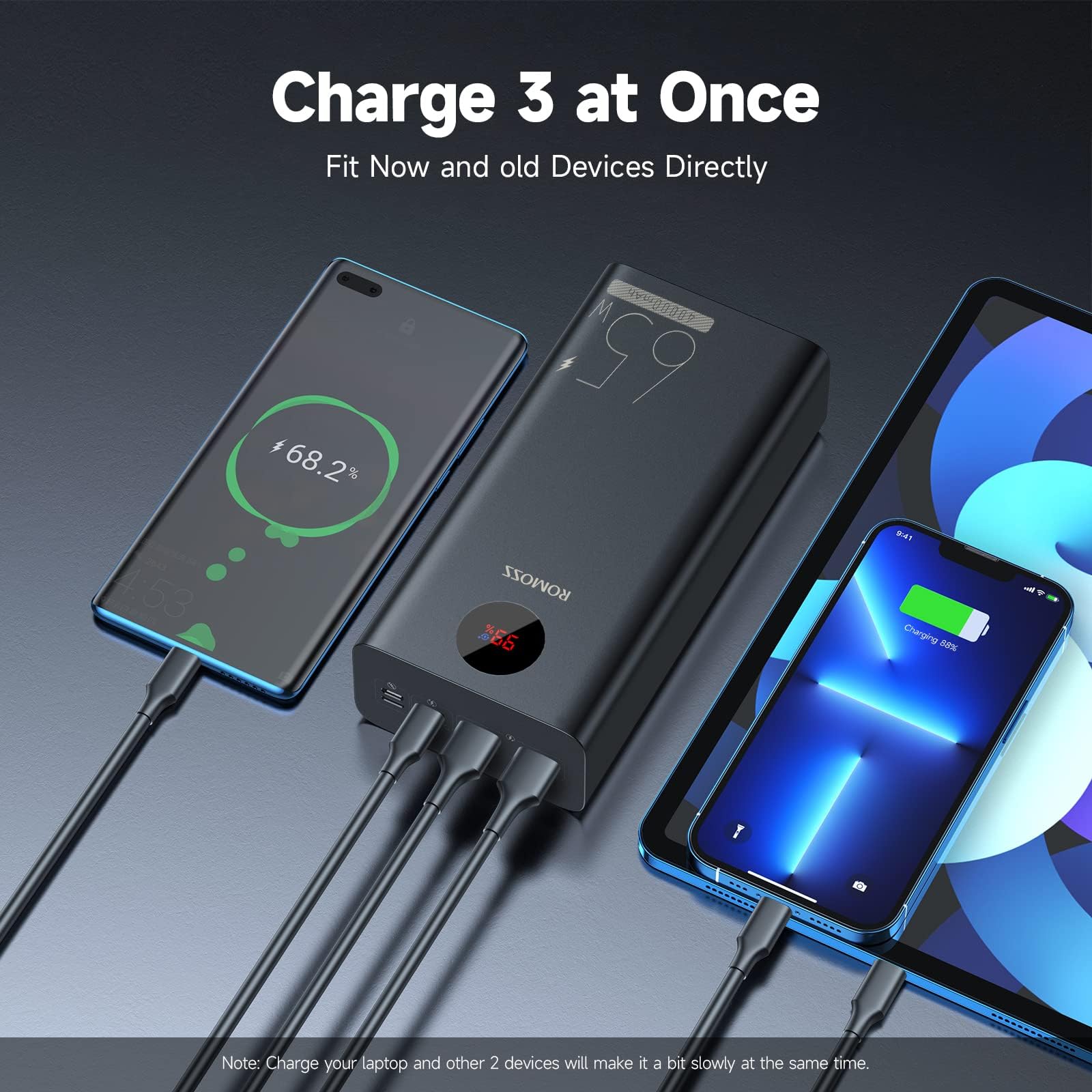 Foto 4 pulgar | Banco De Energía Romoss De 40 000 Mah Y 65 W Con Carga Rápida Usb C - Venta Internacional.