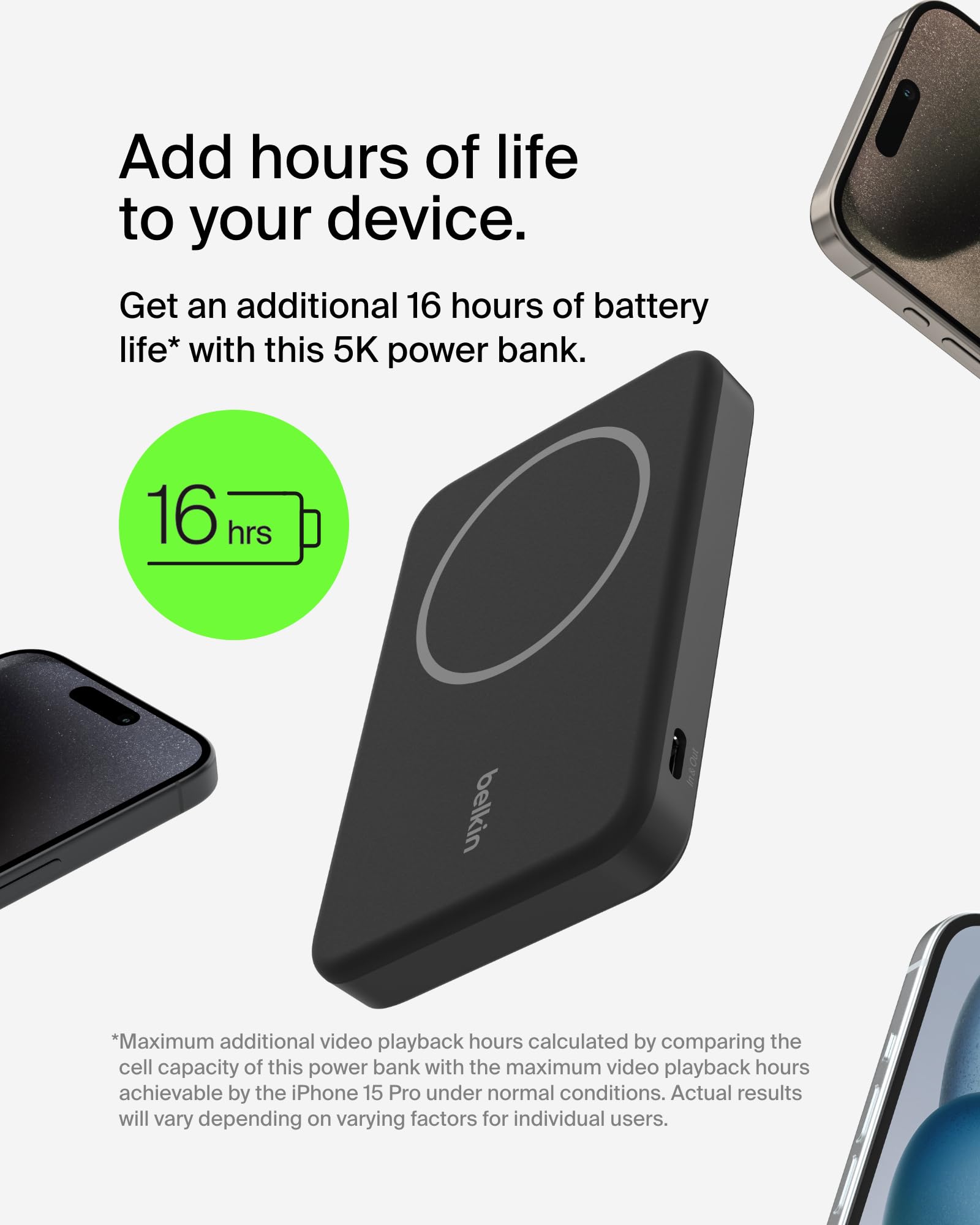 Foto 4 pulgar | Batería Externa Inalámbrica Belkin Boostcharge Pro De 5000 Mah, Color Negro - Venta Internacional.