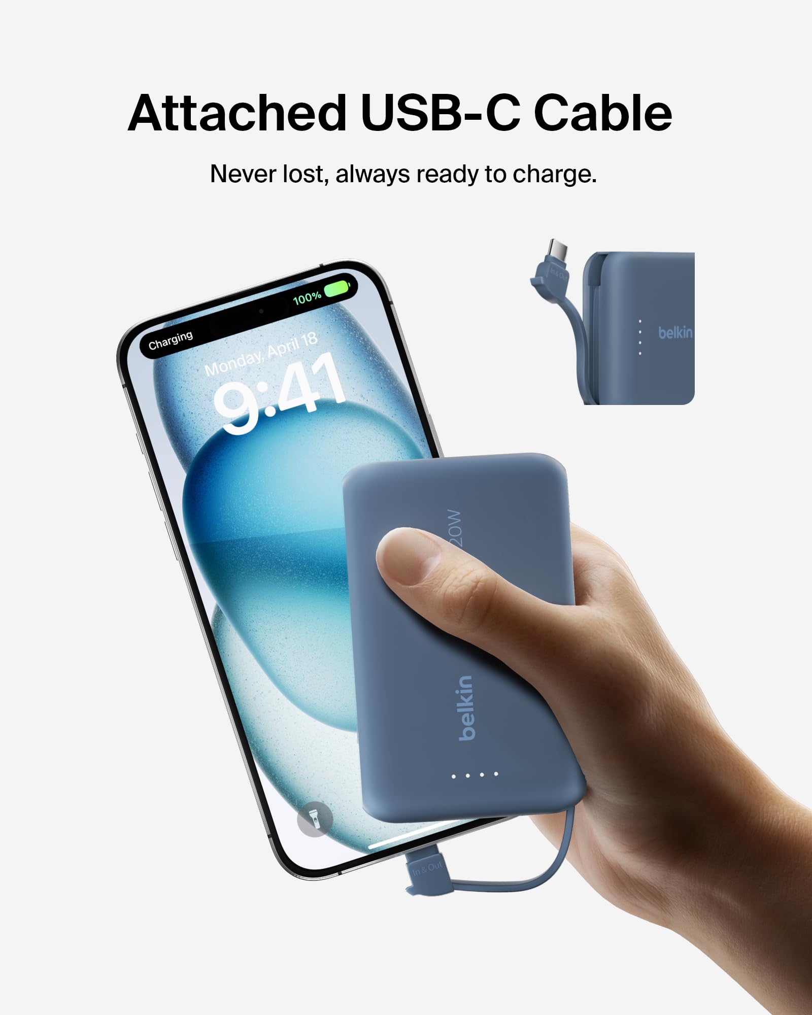 Foto 5 pulgar | Batería Externa Belkin 10k Pd 20w Con Cable Integrado Para Iphone - Venta Internacional.
