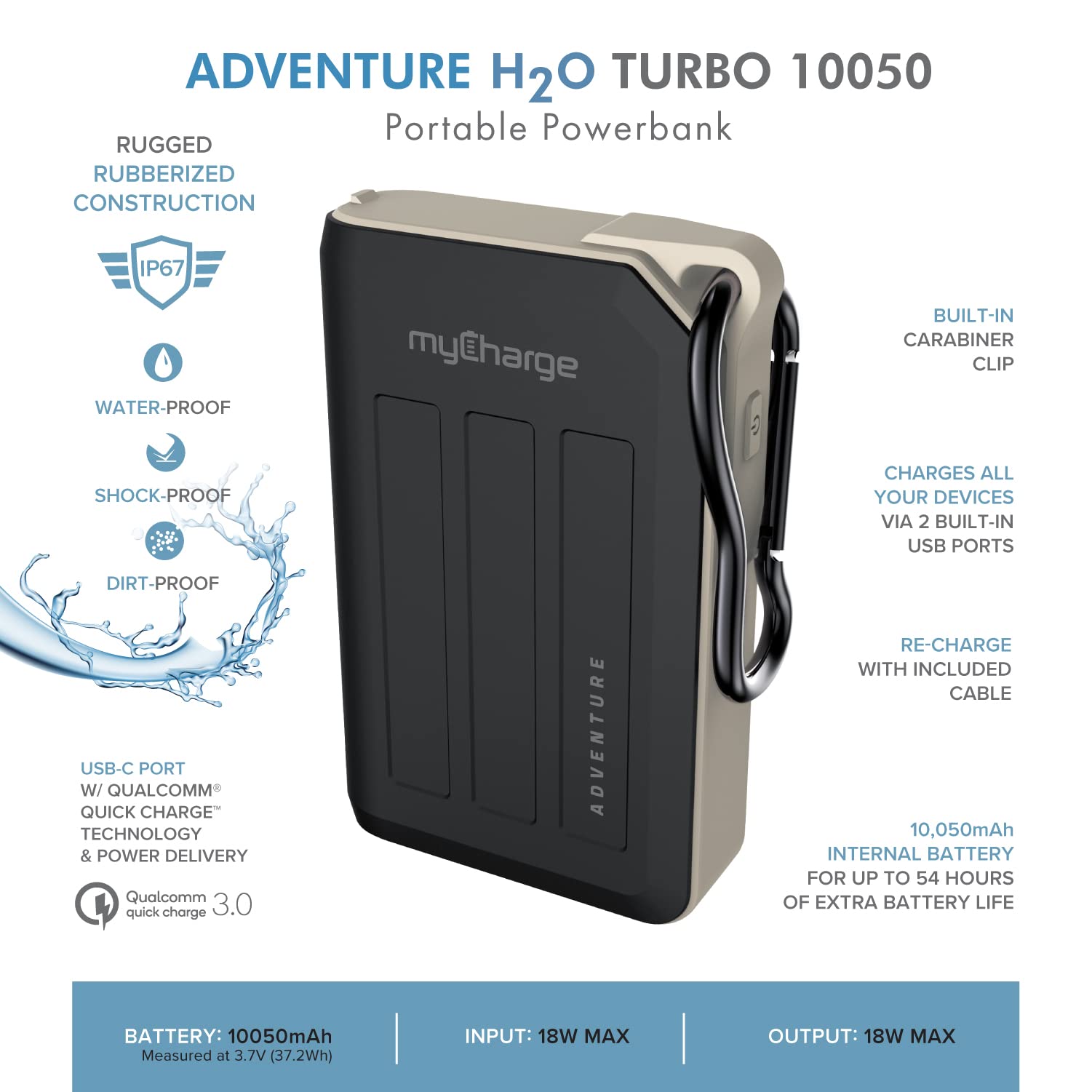 Foto 3 pulgar | Cargador Portátil Mycharge Adventure Waterproof 10050 Mah - Venta Internacional.