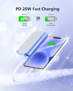 Foto 5 | Cargador Portátil Compacto Power Bank Veger De 10000 Mah, 20 W, Azul - Venta Internacional.