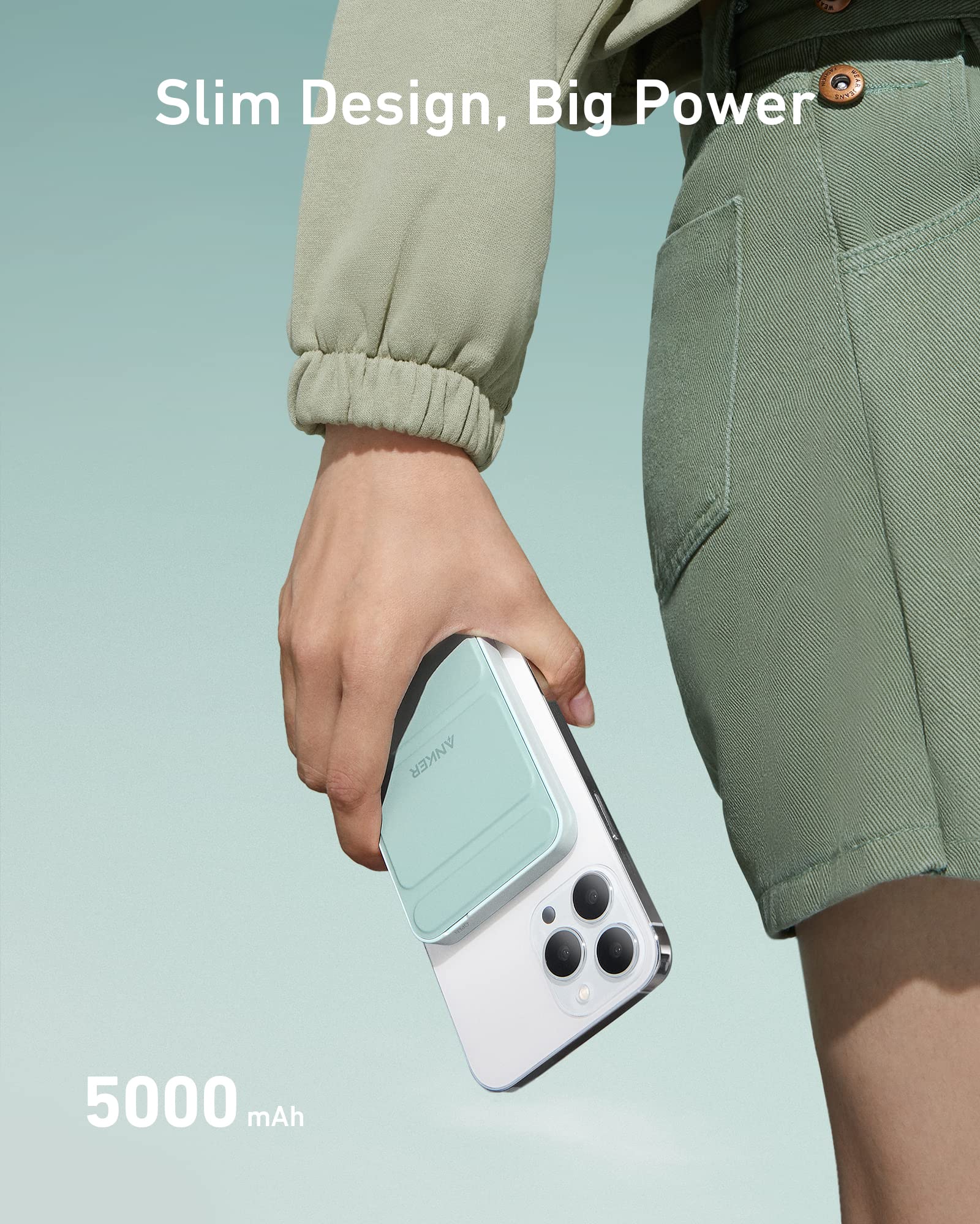 Foto 5 pulgar | Cargador Portátil Anker 622 Con Batería Magnética De 5000 Mah, Color Verde - Venta Internacional.