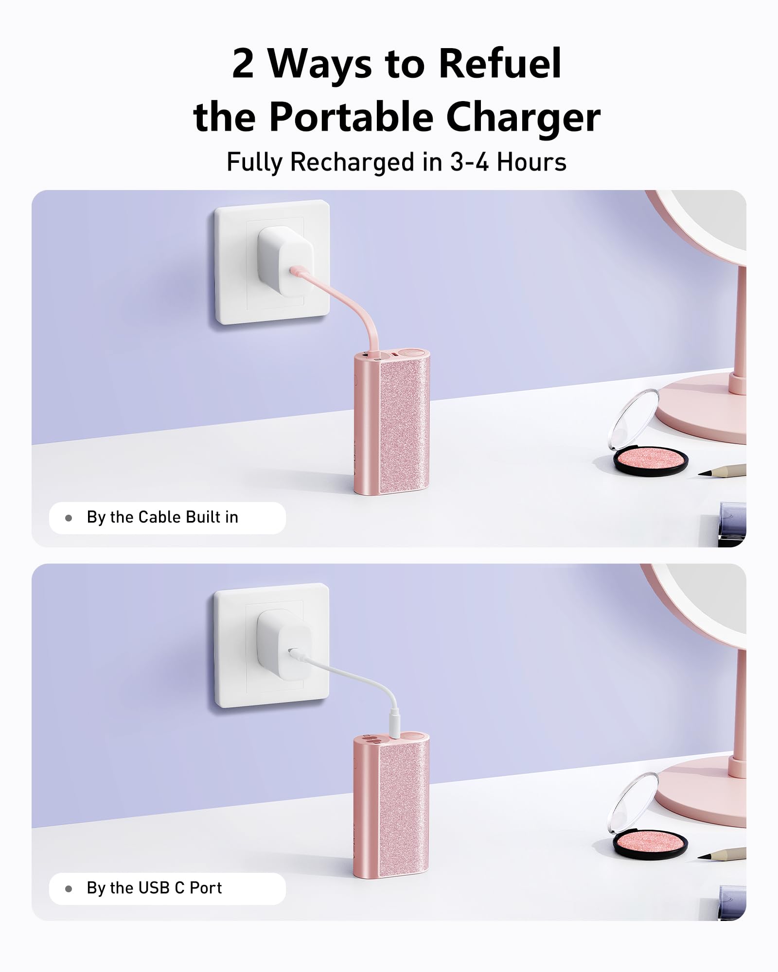Foto 7 pulgar | Cargador Portátil Compacto Power Bank Veger De 10000 Mah Y 20 W, Color Rosa - Venta Internacional.