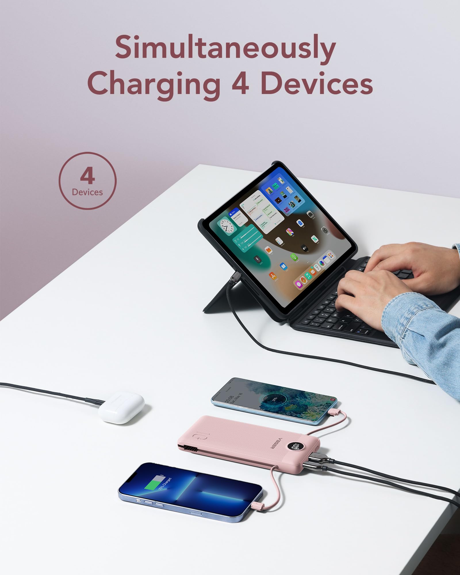 Foto 4 | Cargador Portátil Veger De 10000 Mah Con Cables Y Enchufe Integrados - Venta Internacional.