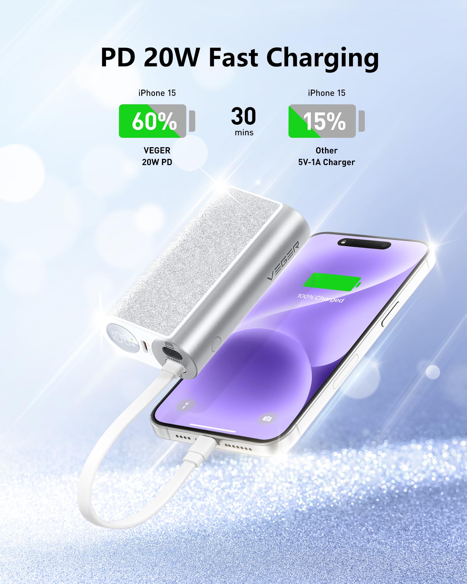 Foto 6 pulgar | Cargador Portátil Compacto Power Bank Veger De 10000 Mah Y 20 W - Venta Internacional.