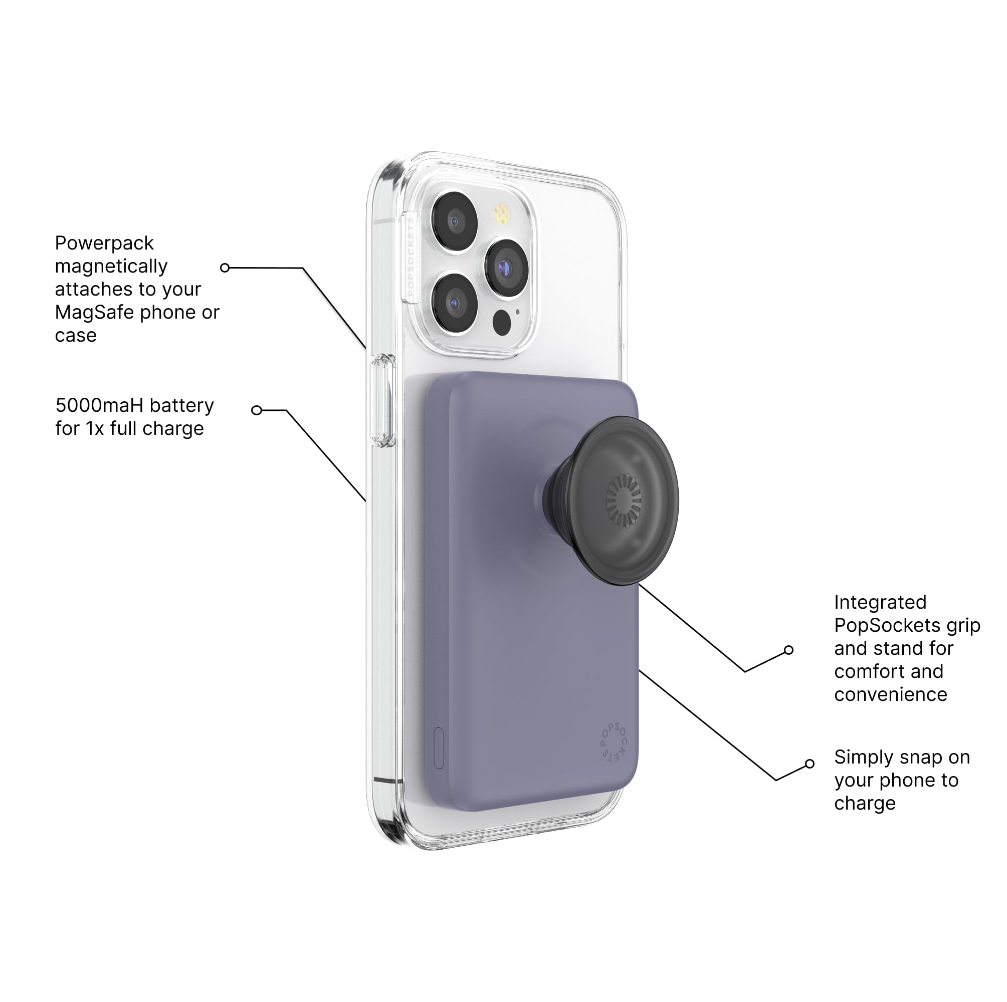 Foto 4 pulgar | Batería Externa Popsockets Powerpack Para Magsafe 5000 Mah - Venta Internacional.