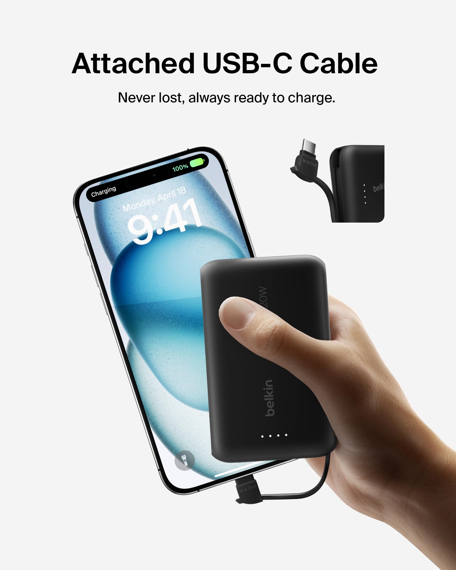 Foto 5 pulgar | Batería Externa Belkin 10k Pd 20w Con Cable Integrado Para Iphone - Venta Internacional.