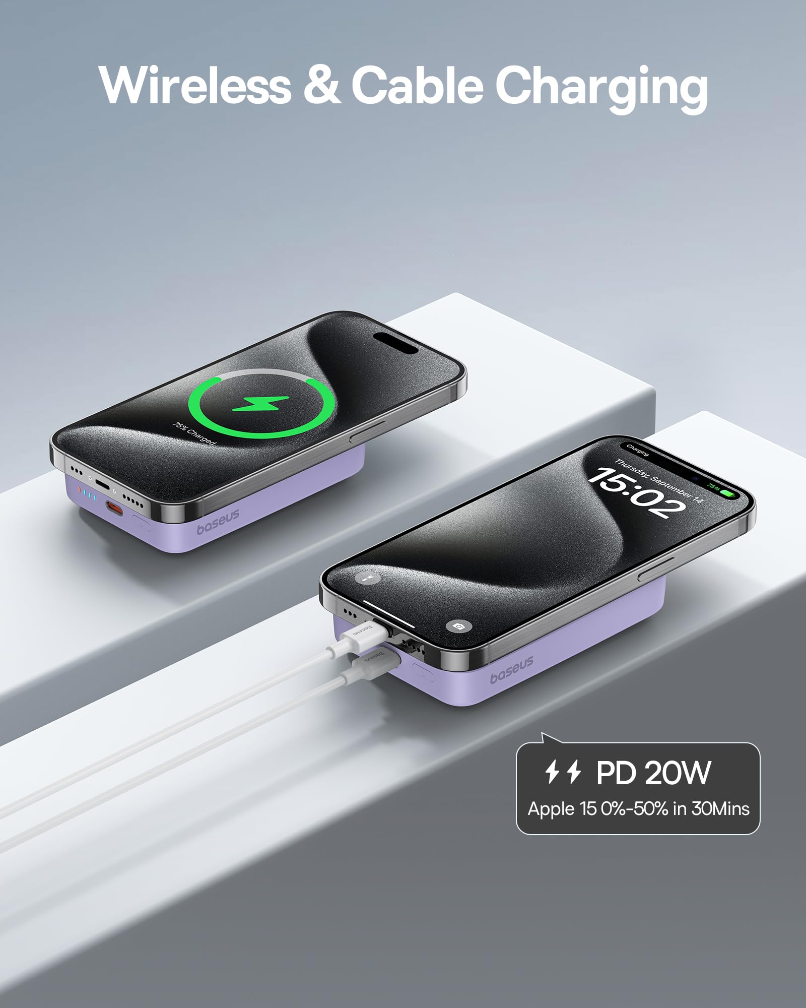 Foto 3 pulgar | Cargador Portátil Baseus Inalámbrico Magsafe De 10000 Mah, Morado - Venta Internacional.