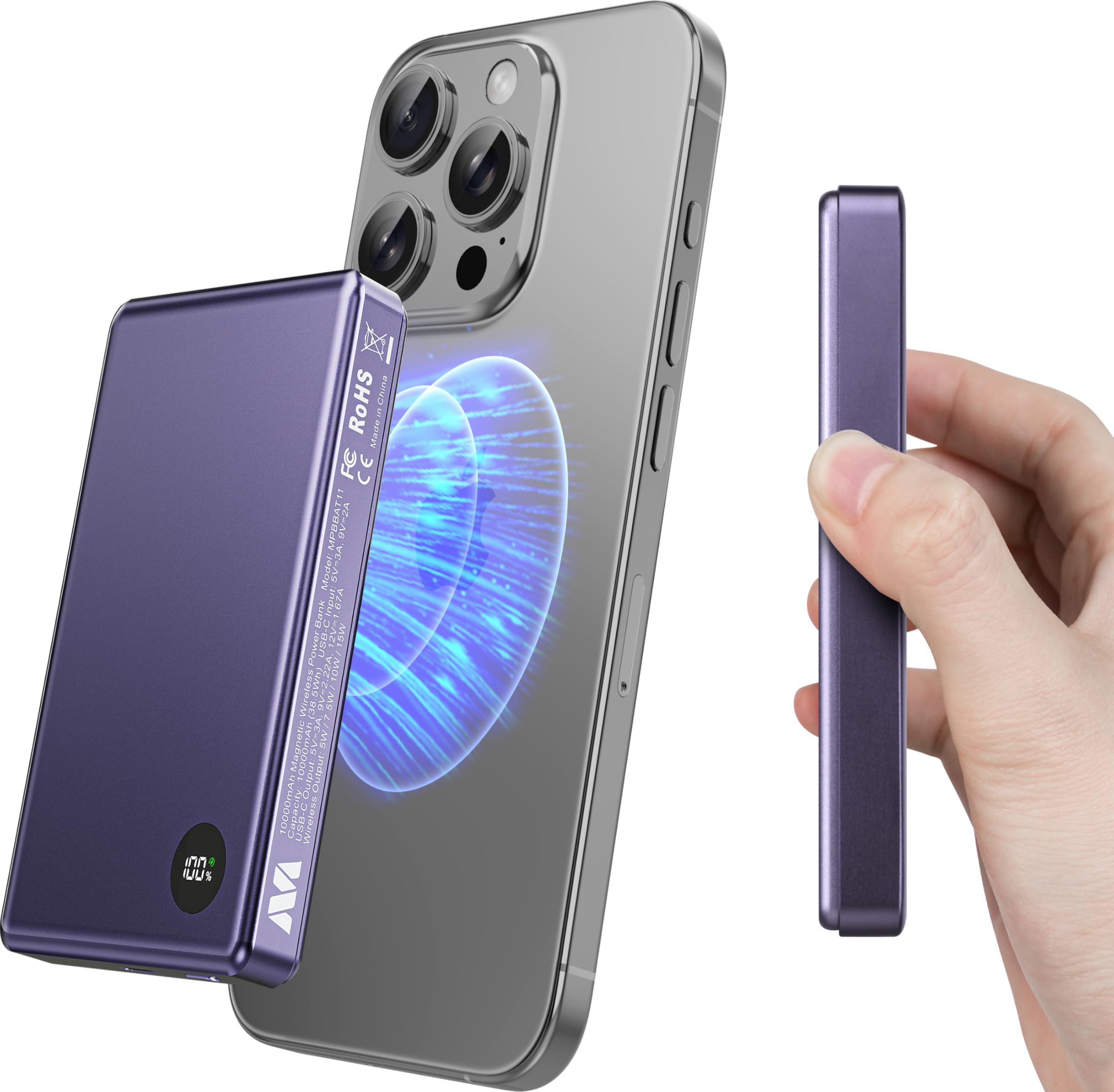 Foto 2 pulgar | Cargador Portátil Mybat Magnetic De 10000 Mah, Banco De Energía Inalámbrico - Venta Internacional.