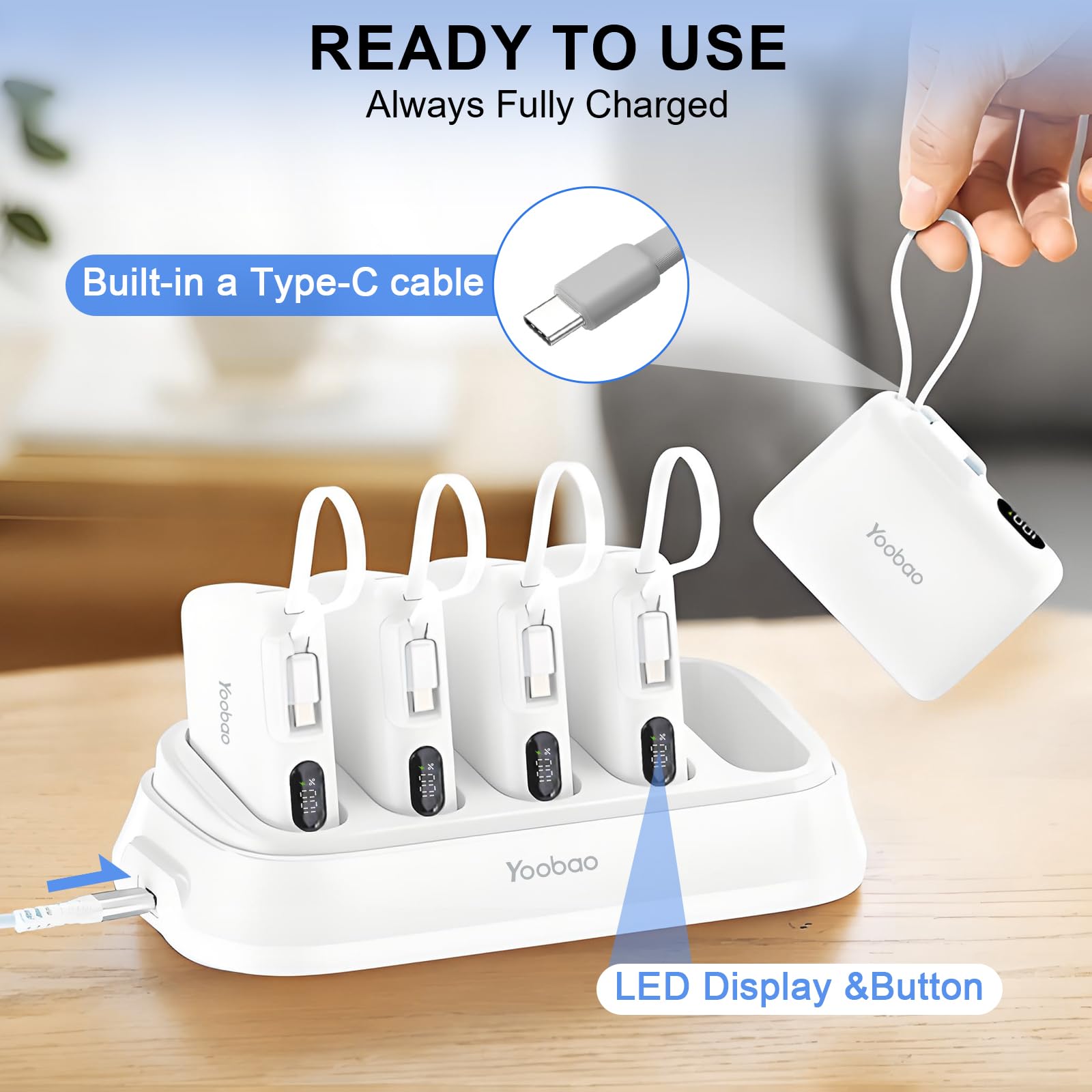 Foto 3 pulgar | Estación De Carga Yoobao Con 5 Baterías Externas Usb-c De 10000 Mah - Venta Internacional.