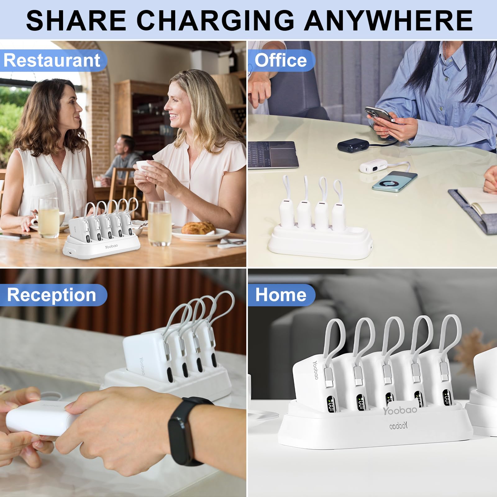 Foto 3 | Estación De Carga Yoobao Con 5 Baterías Externas Usb-c De 10000 Mah - Venta Internacional.