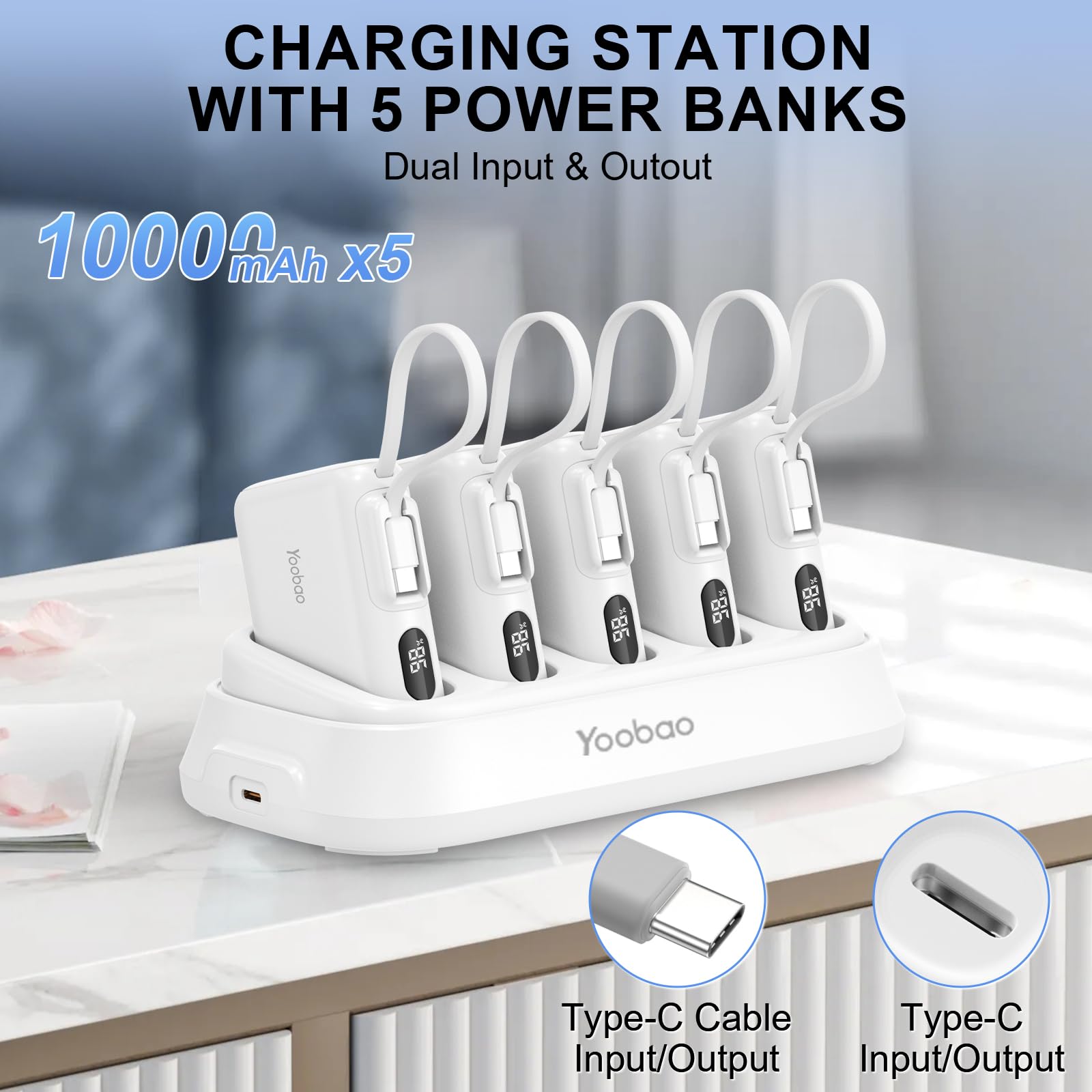 Foto 5 pulgar | Estación De Carga Yoobao Con 5 Baterías Externas Usb-c De 10000 Mah - Venta Internacional.