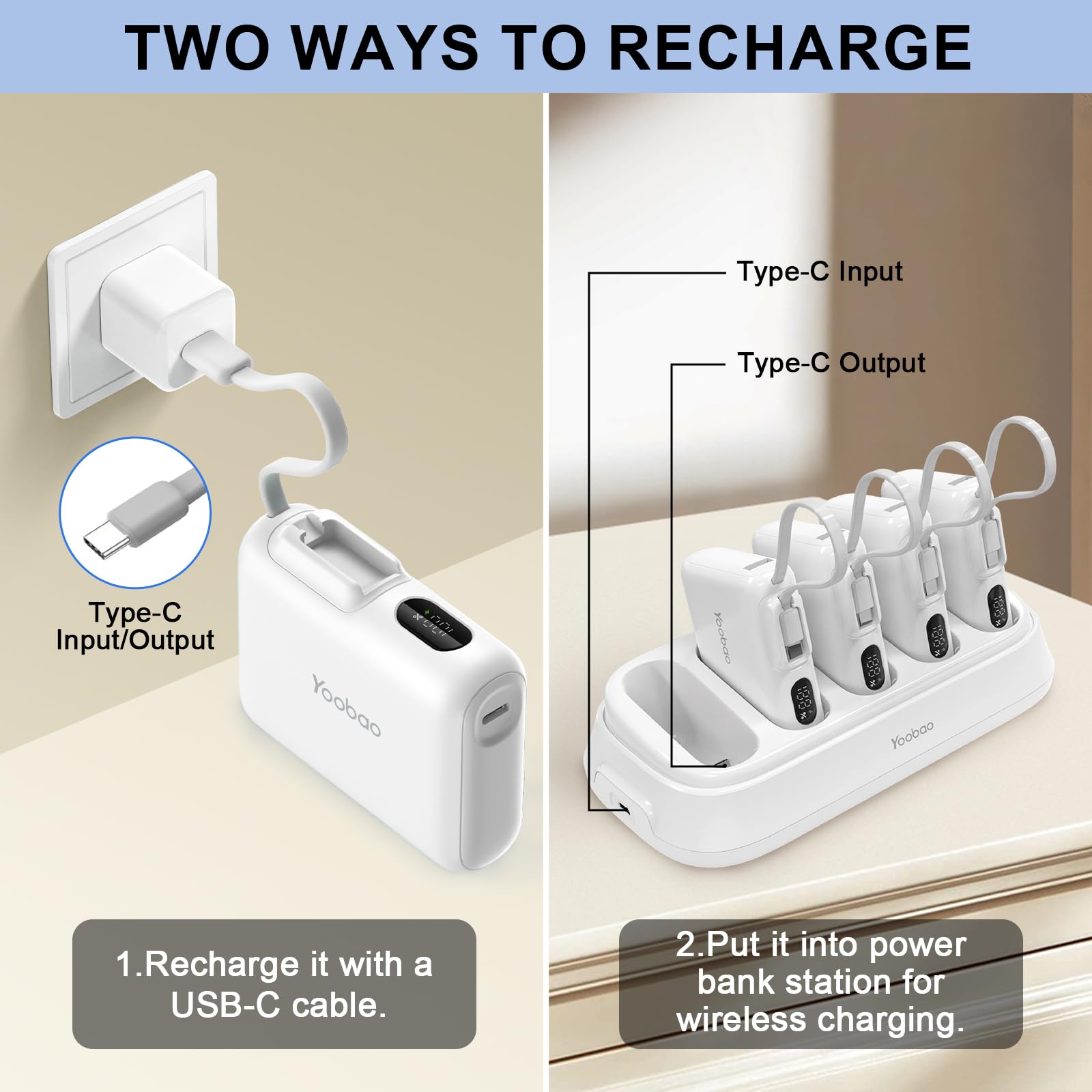Foto 6 pulgar | Estación De Carga Yoobao Con 5 Baterías Externas Usb-c De 10000 Mah - Venta Internacional.
