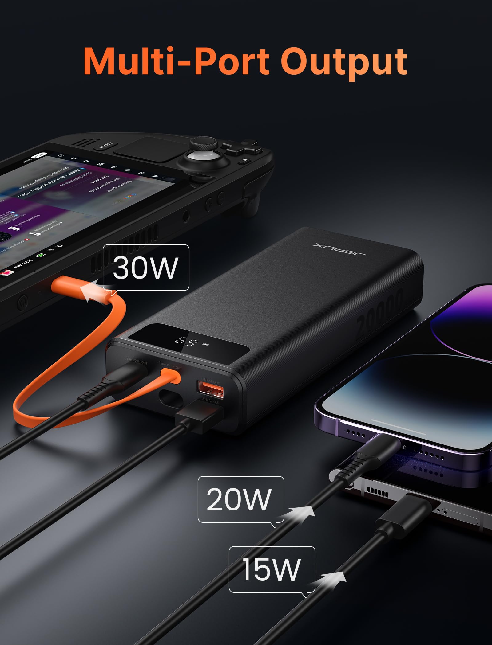 Foto 6 pulgar | Power Bank Jsaux 20000 Mah 65 W Con Cable Usb-c Para Steam Deck - Venta Internacional.