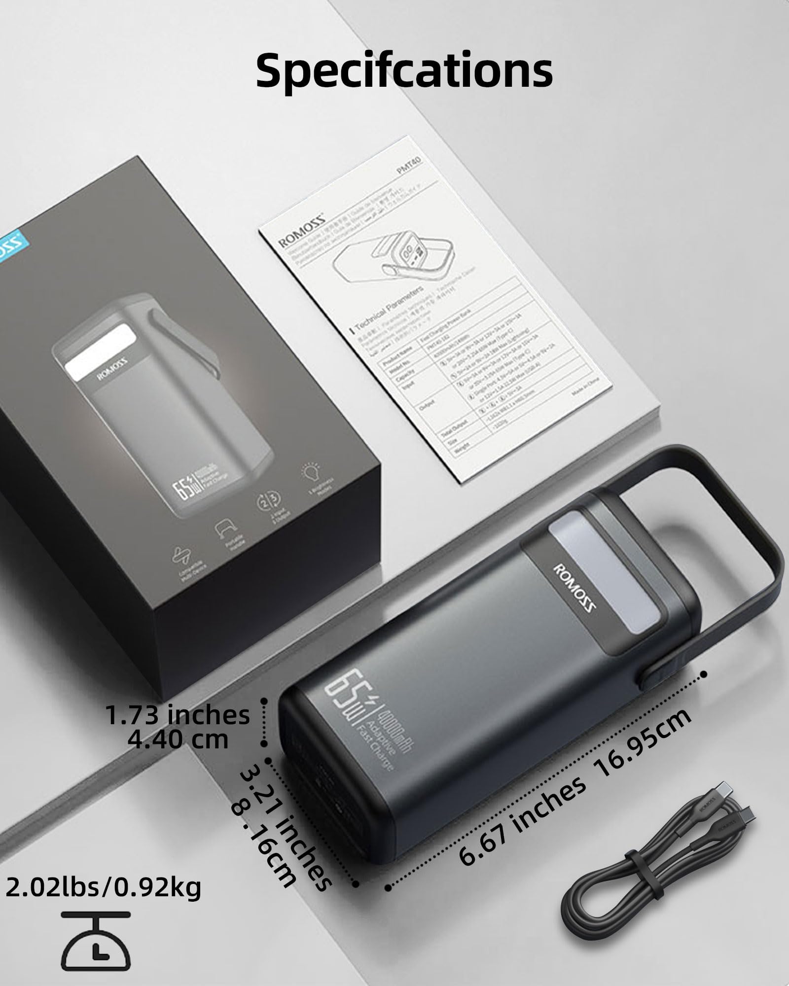 Foto 8 pulgar | Banco De Energía Romoss De 40 000 Mah Y 65 W Con 3 Salidas Para Ordenador Portátil - Venta Internacional.