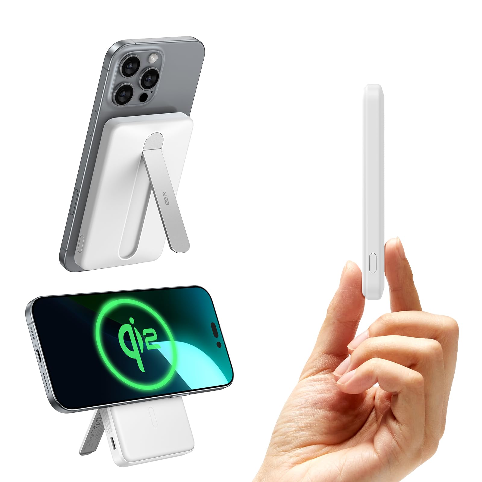 Foto 2 pulgar | Power Bank Esr Magsafe De 5000 Mah Con Soporte Para Iphone, Color Blanco - Venta Internacional.