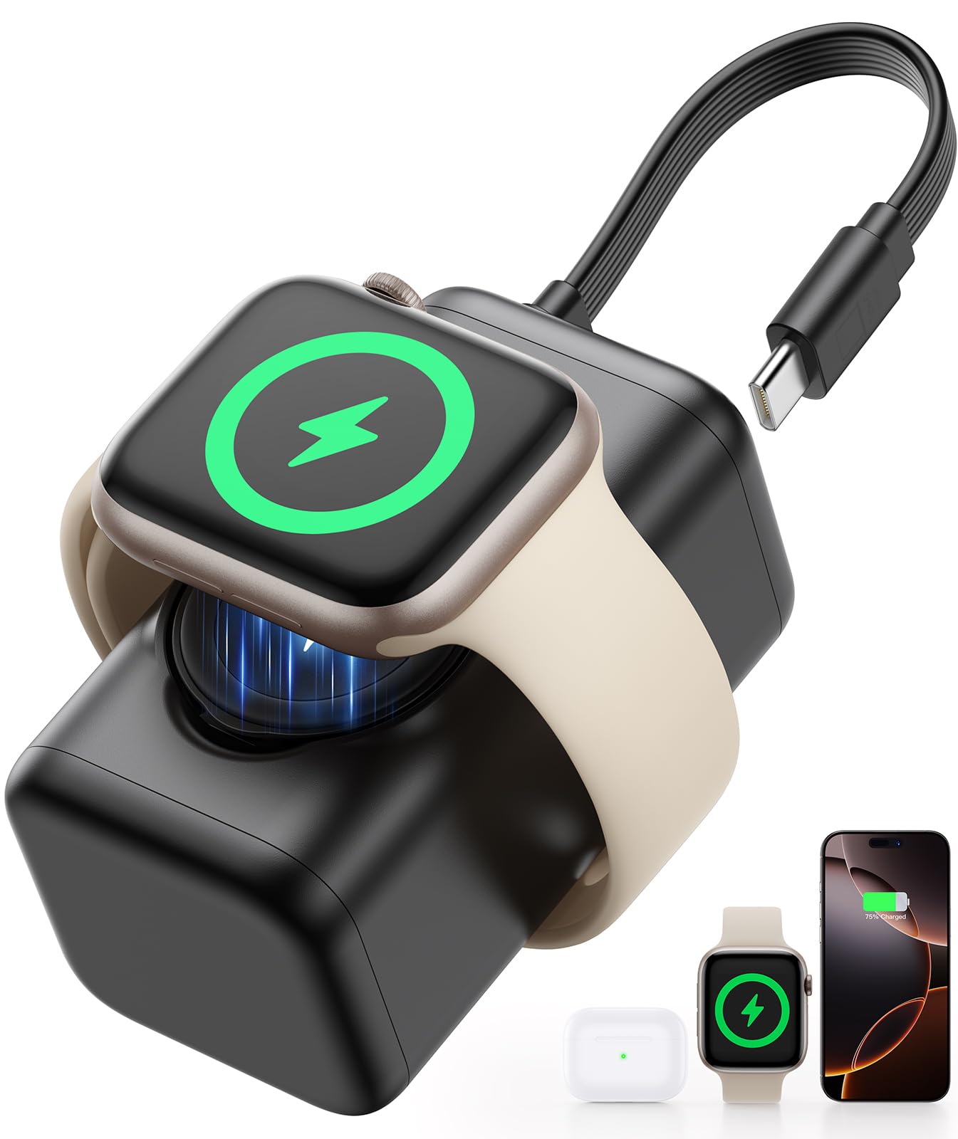 Foto 2 pulgar | Cargador Portátil Joyroom 5000mah Para Apple Watch Negro - Venta Internacional.