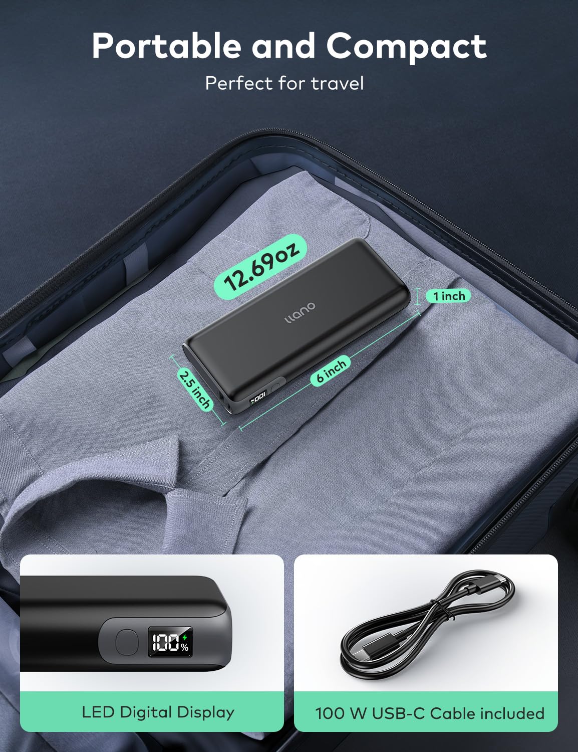 Foto 6 pulgar | Cargador Portátil Para Portátil Llano Power Bank De 65 W, 2000 Mah - Venta Internacional.