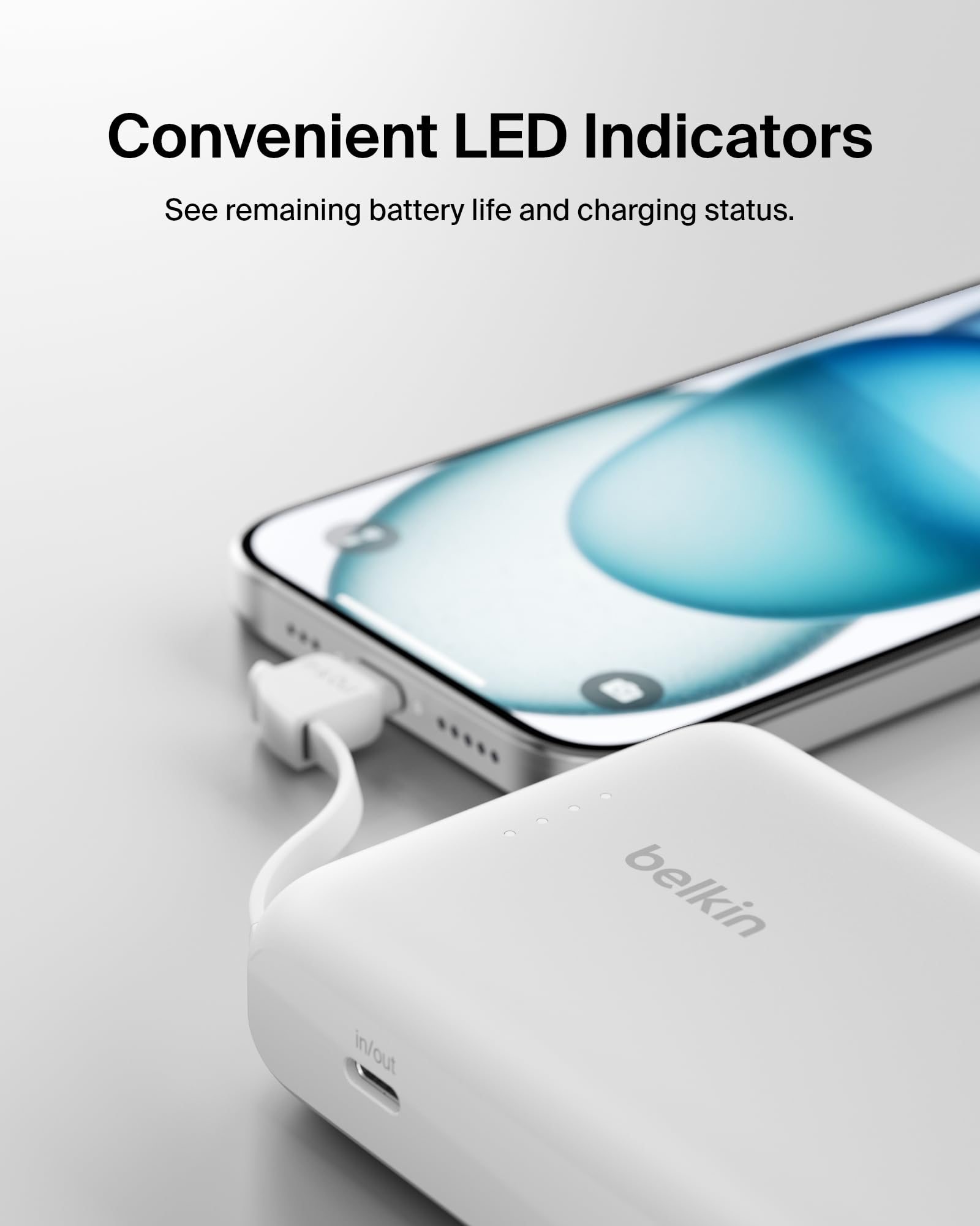 Foto 5 | Batería Externa Belkin 10k Pd 20w Con Cable Integrado Para Iphone - Venta Internacional.