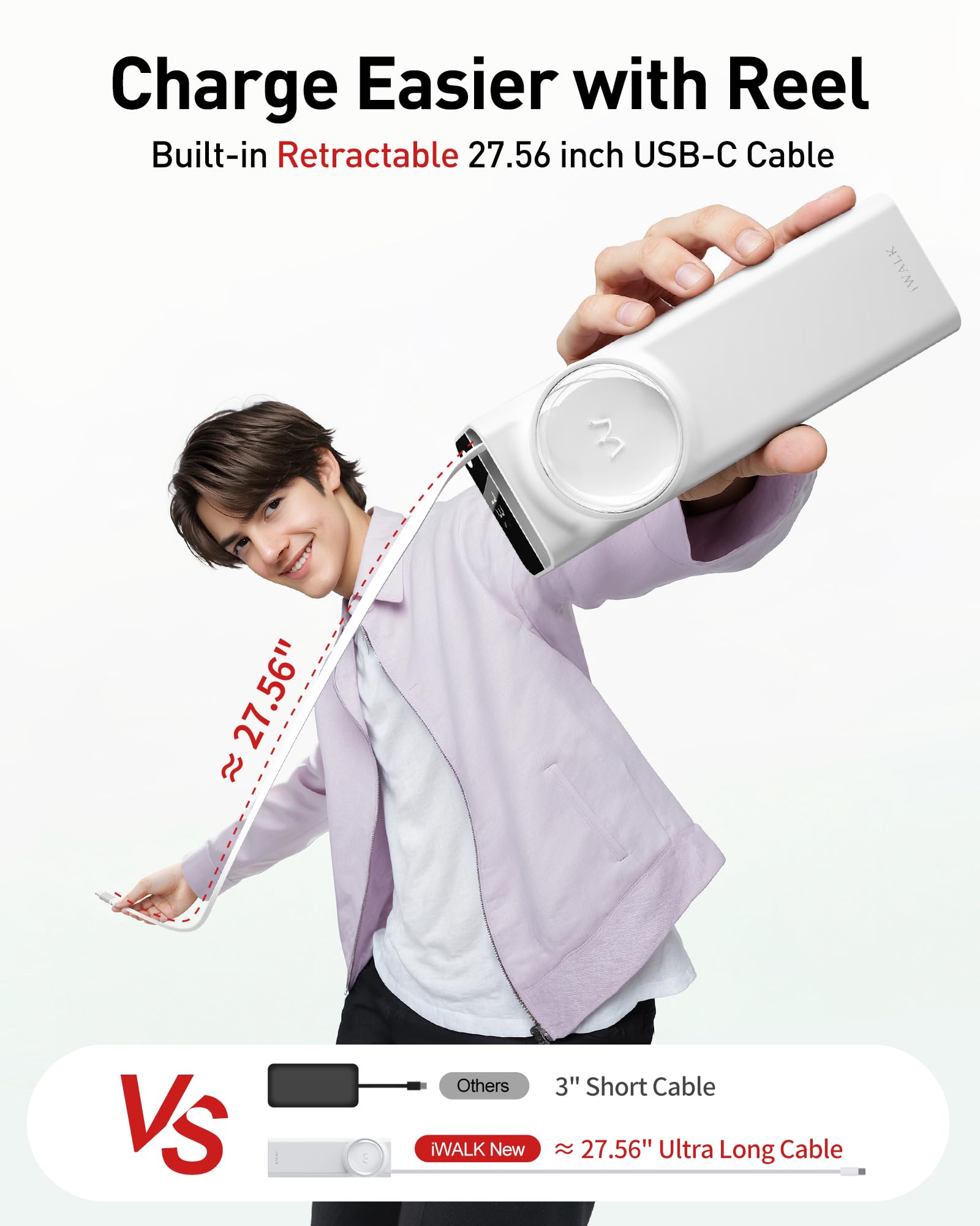 Foto 3 pulgar | Power Bank Iwalk Reel De 20000 Mah Y 65 W Con Cable Usb-c Retráctil - Venta Internacional.
