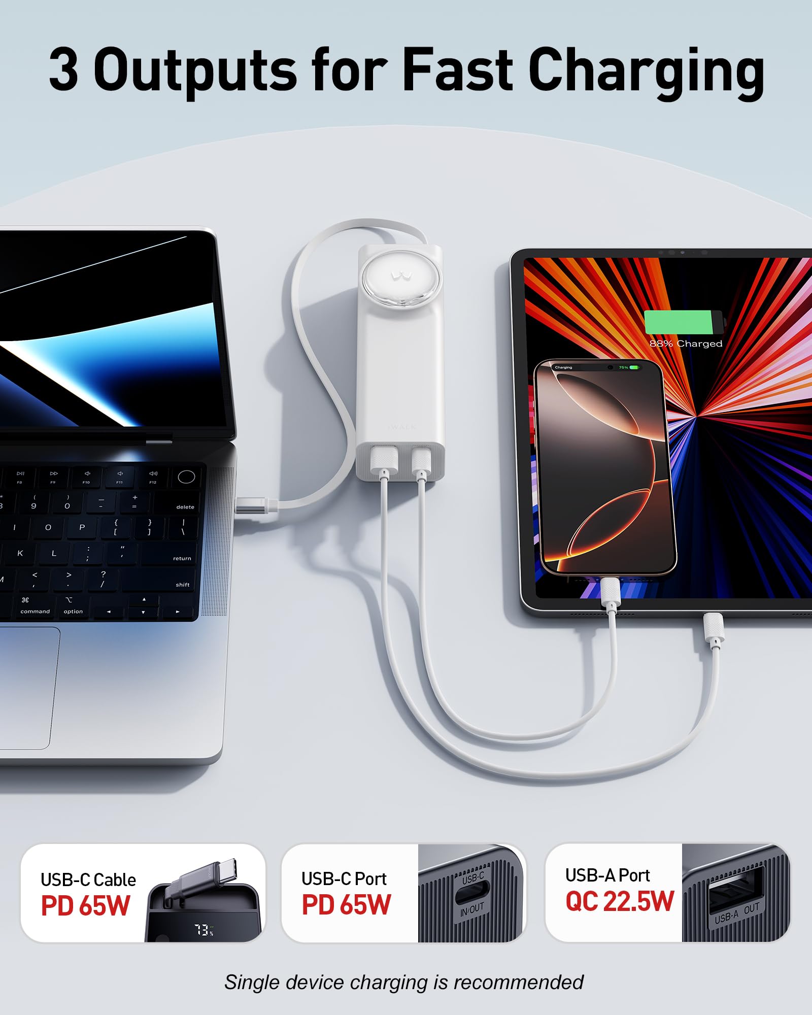 Foto 6 pulgar | Power Bank Iwalk Reel De 20000 Mah Y 65 W Con Cable Usb-c Retráctil - Venta Internacional.