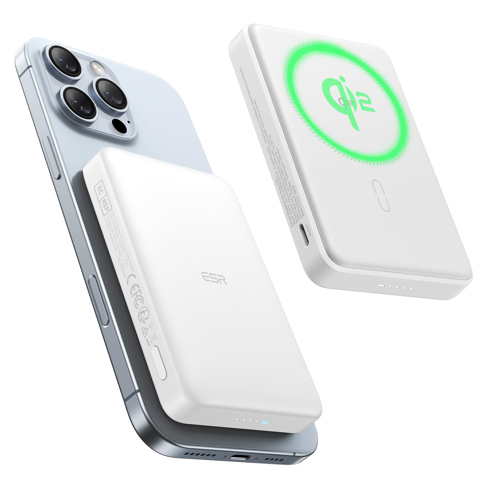 Batería Externa Esr Magsafe De 10.000 Mah Y 15 W Para Iphone, Color Blanco - Venta Internacional.