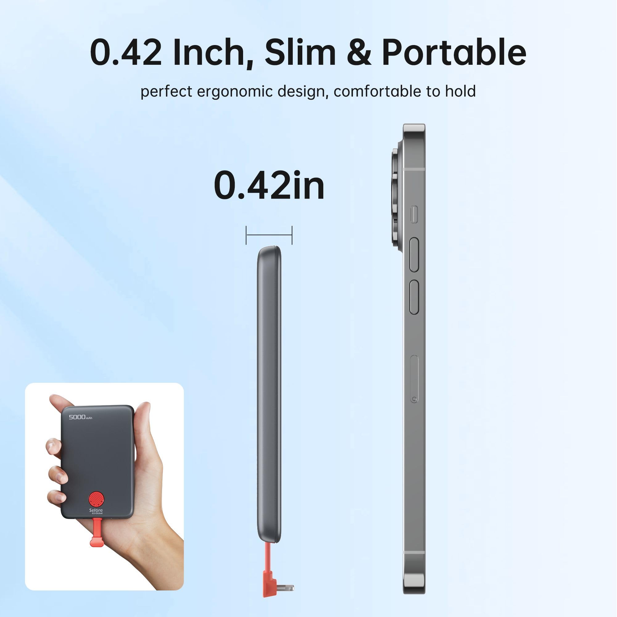 Foto 5 pulgar | Cargador Portátil Selore&s-global 5000 Mah Con Cable Para Iphone De 20 W - Venta Internacional.