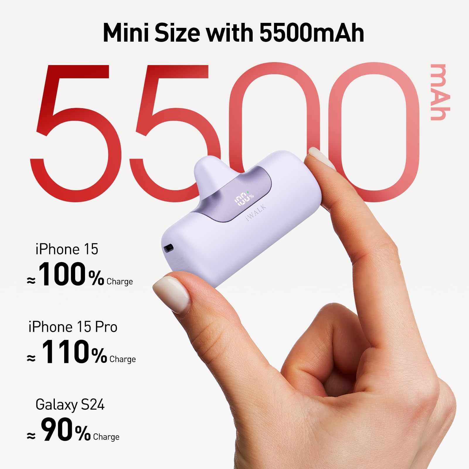 Foto 3 pulgar | Cargador Portátil Iwalk 5500 Mah 22,5 W De Carga Rápida Morado - Venta Internacional.