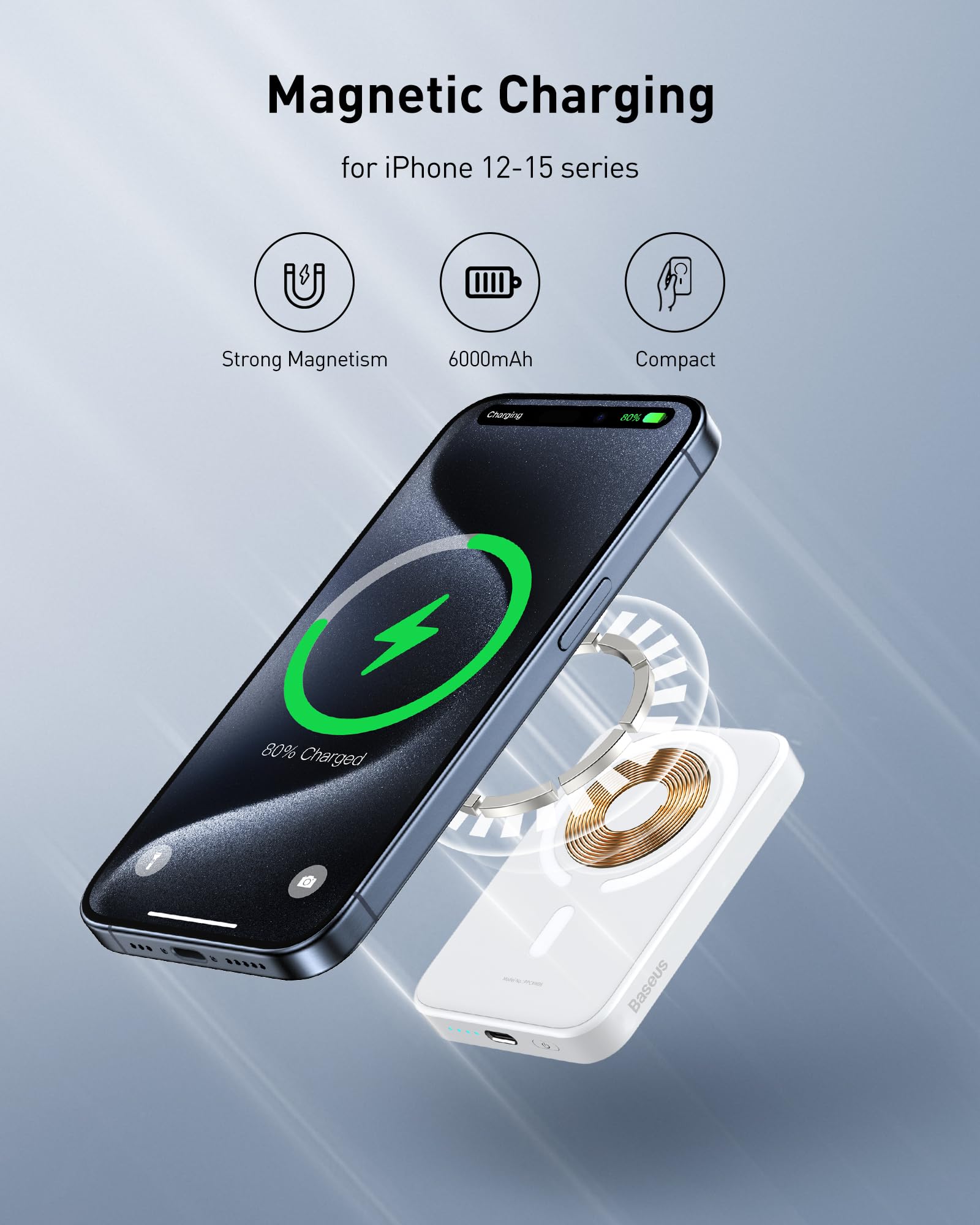 Foto 3 pulgar | Cargador Portátil Inalámbrico Baseus Mini 6.000 Mah Para Iphone - Venta Internacional.