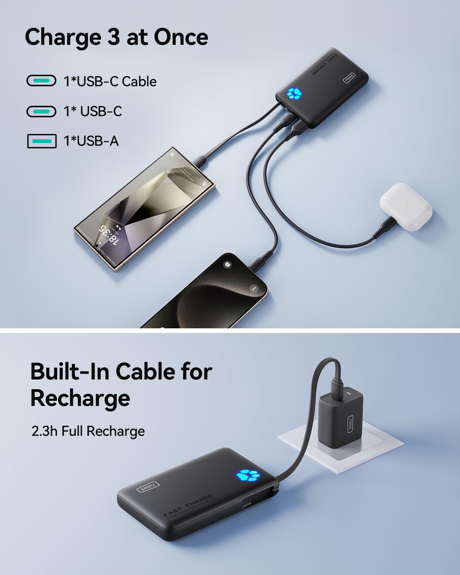 Foto 7 pulgar | Cargador Portátil Iniu Power Bank De 10000 Mah Usb-c 20w Pd - Venta Internacional.