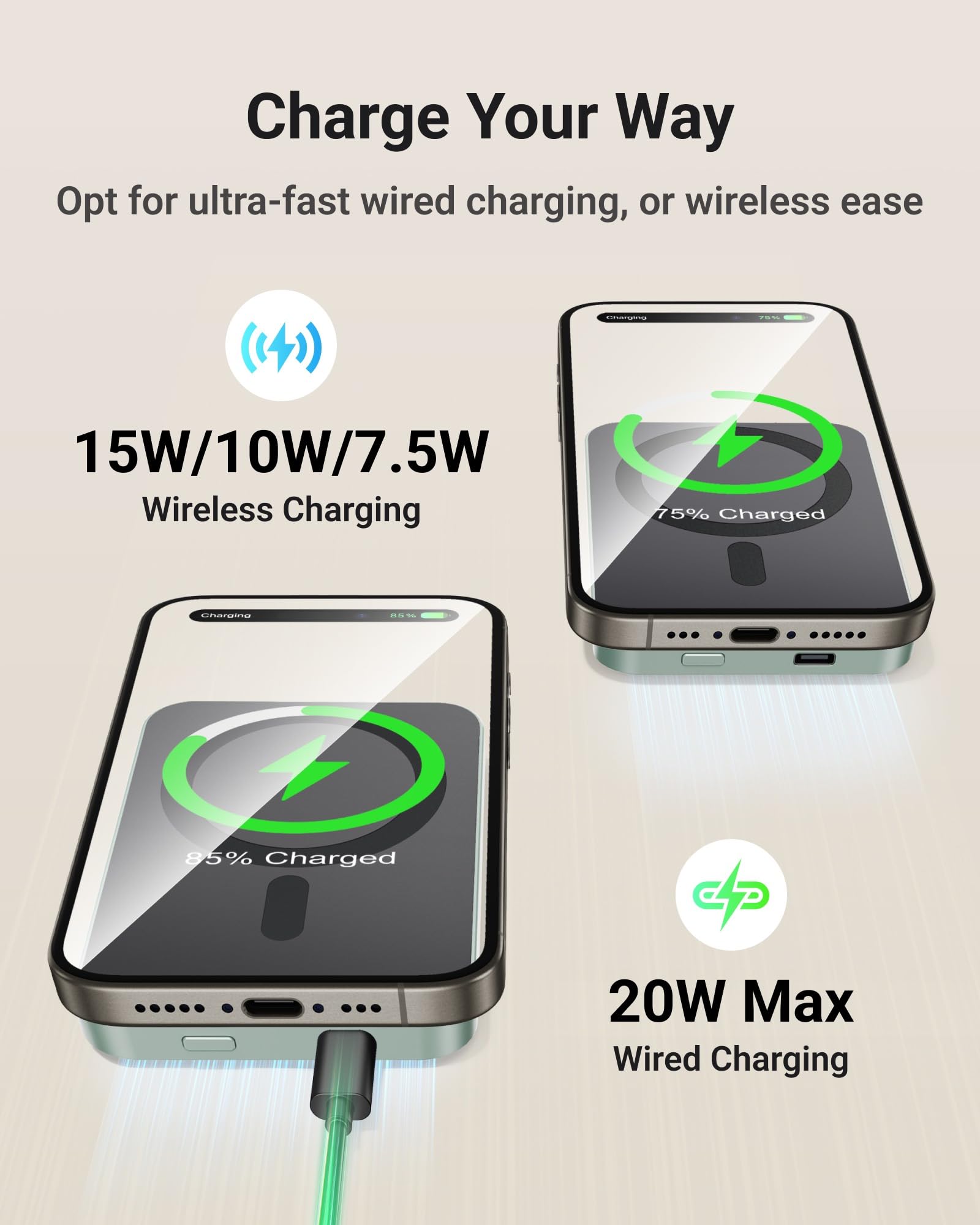 Foto 4 | Cargador Magnético Para Teléfono Xcool 5000 Mah Power Bank, Color Verde - Venta Internacional.