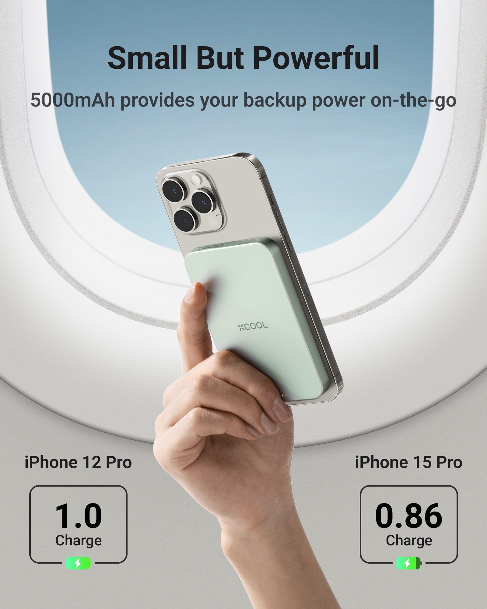 Foto 5 | Cargador Magnético Para Teléfono Xcool 5000 Mah Power Bank, Color Verde - Venta Internacional.