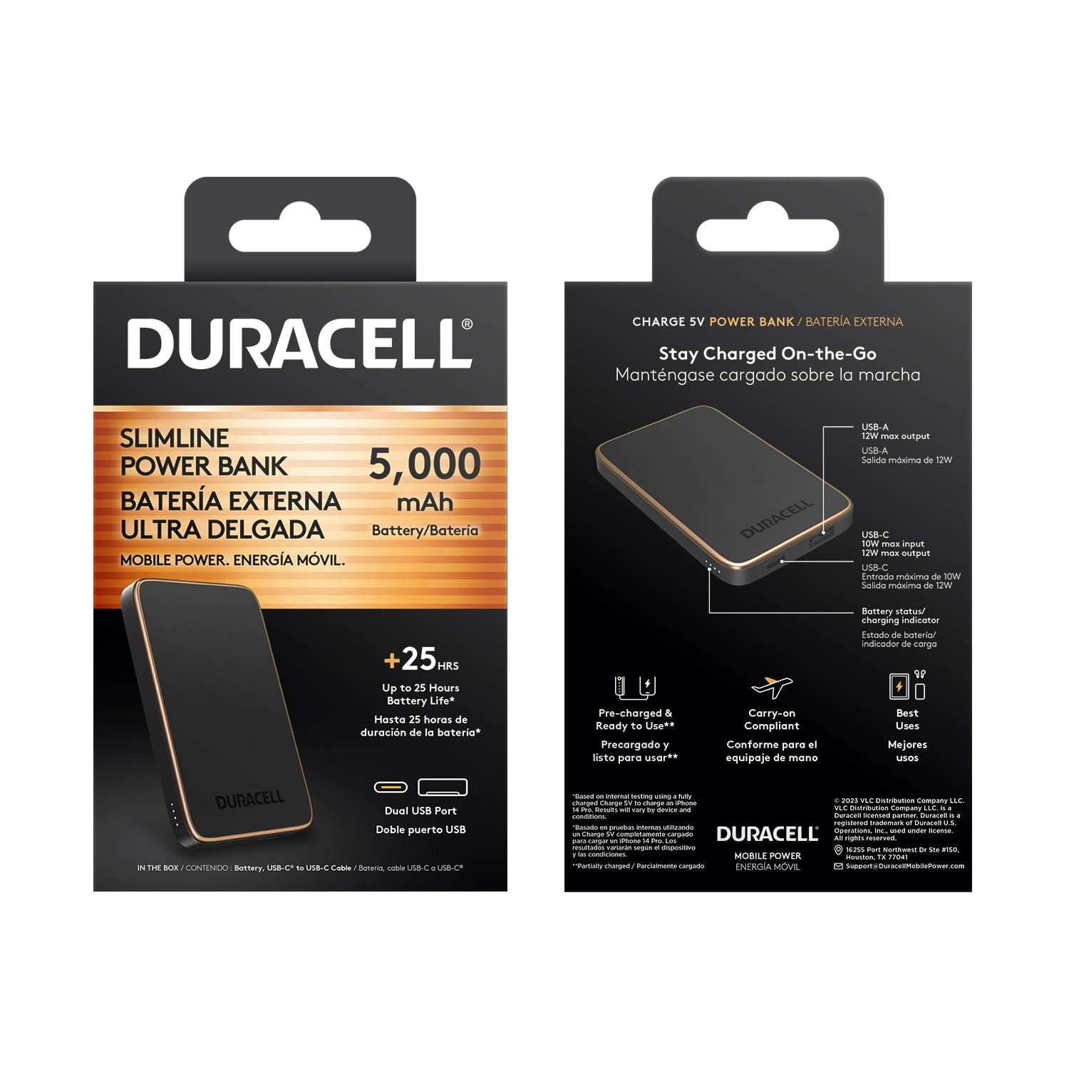 Foto 5 pulgar | Batería Externa Duracell Charge De 5 V, 5000 Mah, Con Usb-c Y Usb-a, Color Negro - Venta Internacional.