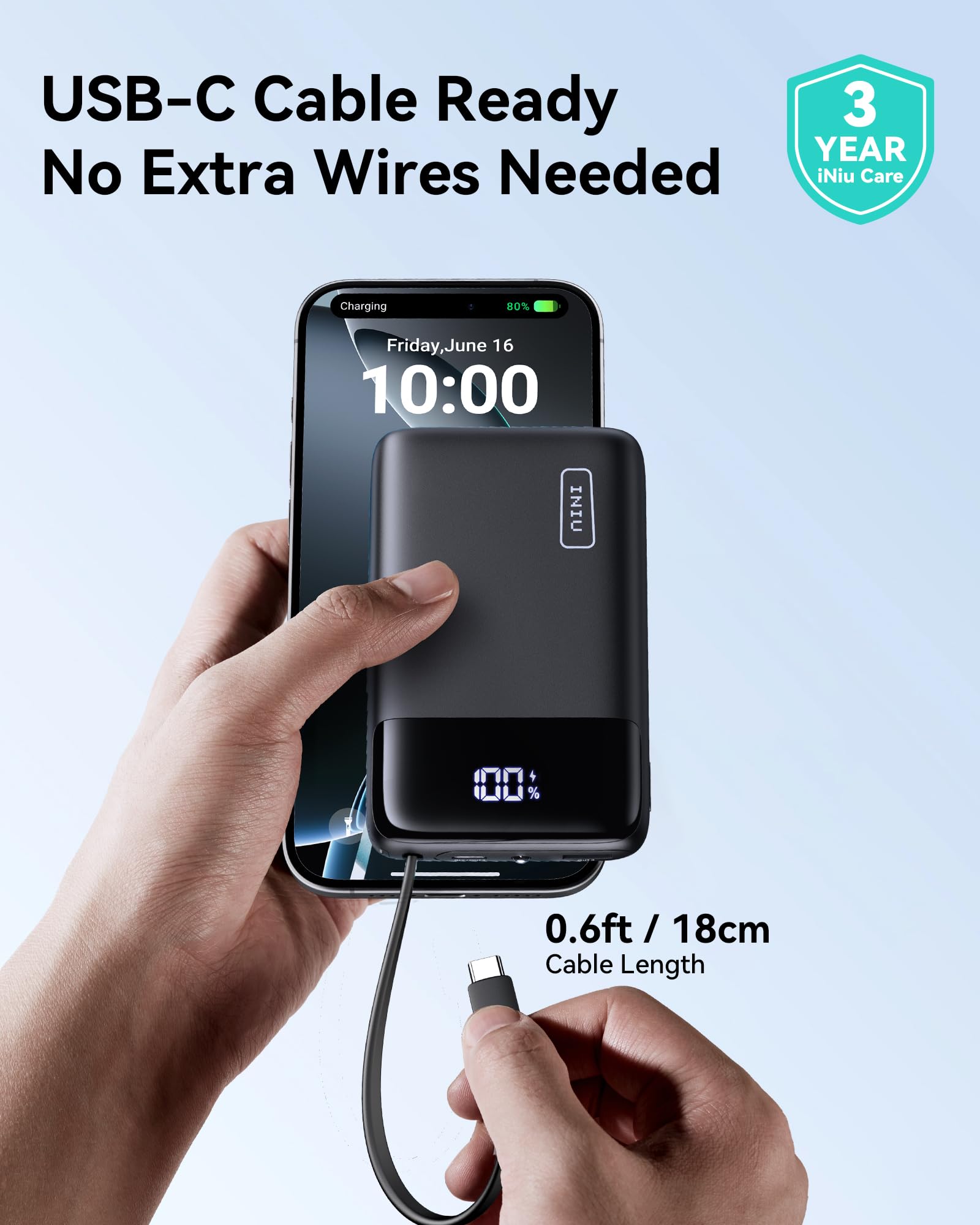 Foto 5 pulgar | Cargador Portátil Iniu 20000mah Power Bank 45w Pd Fast Charge - Venta Internacional.