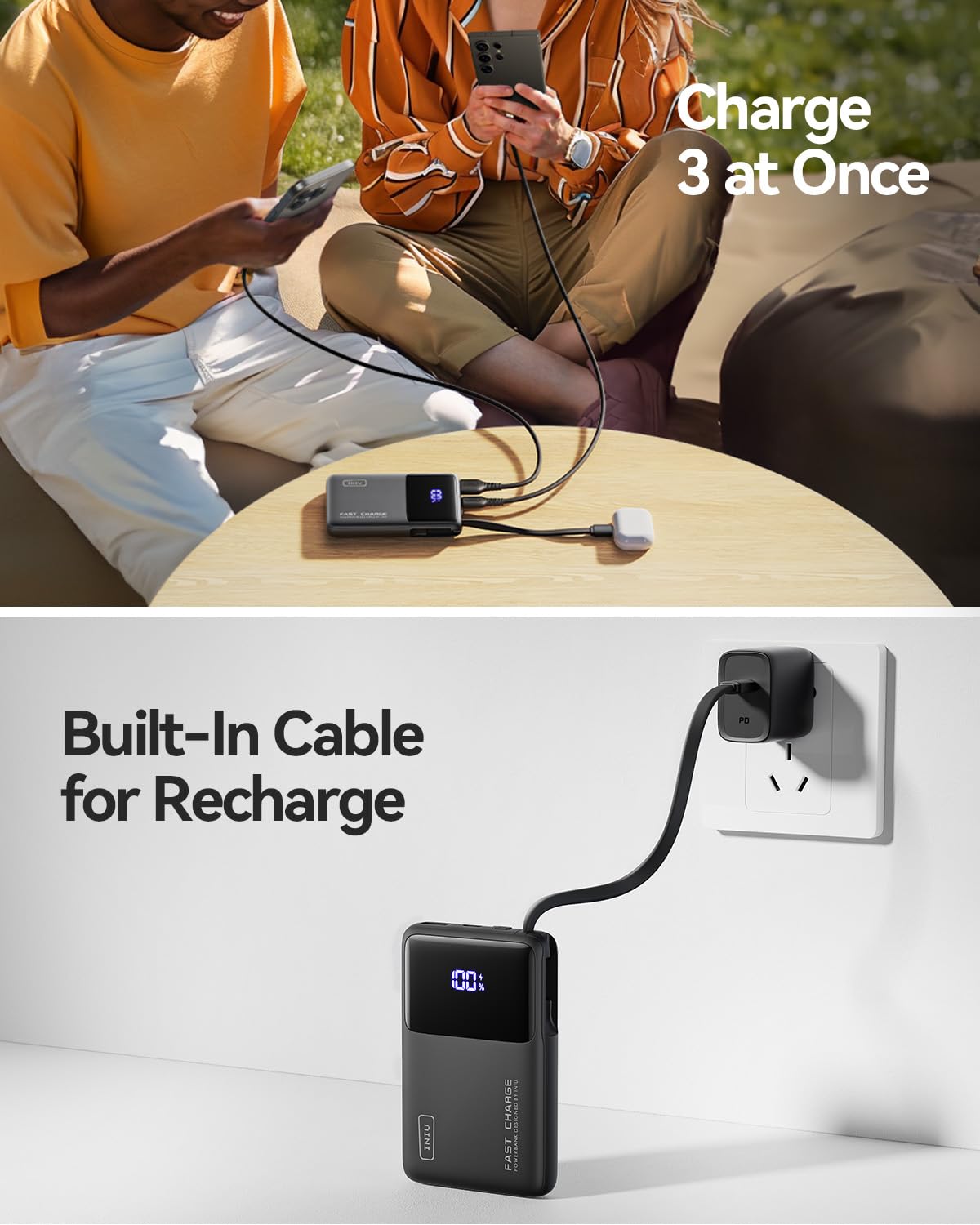 Foto 6 | Cargador Portátil Iniu Power Bank De 10000 Mah Usb-c 20w Pd - Venta Internacional.