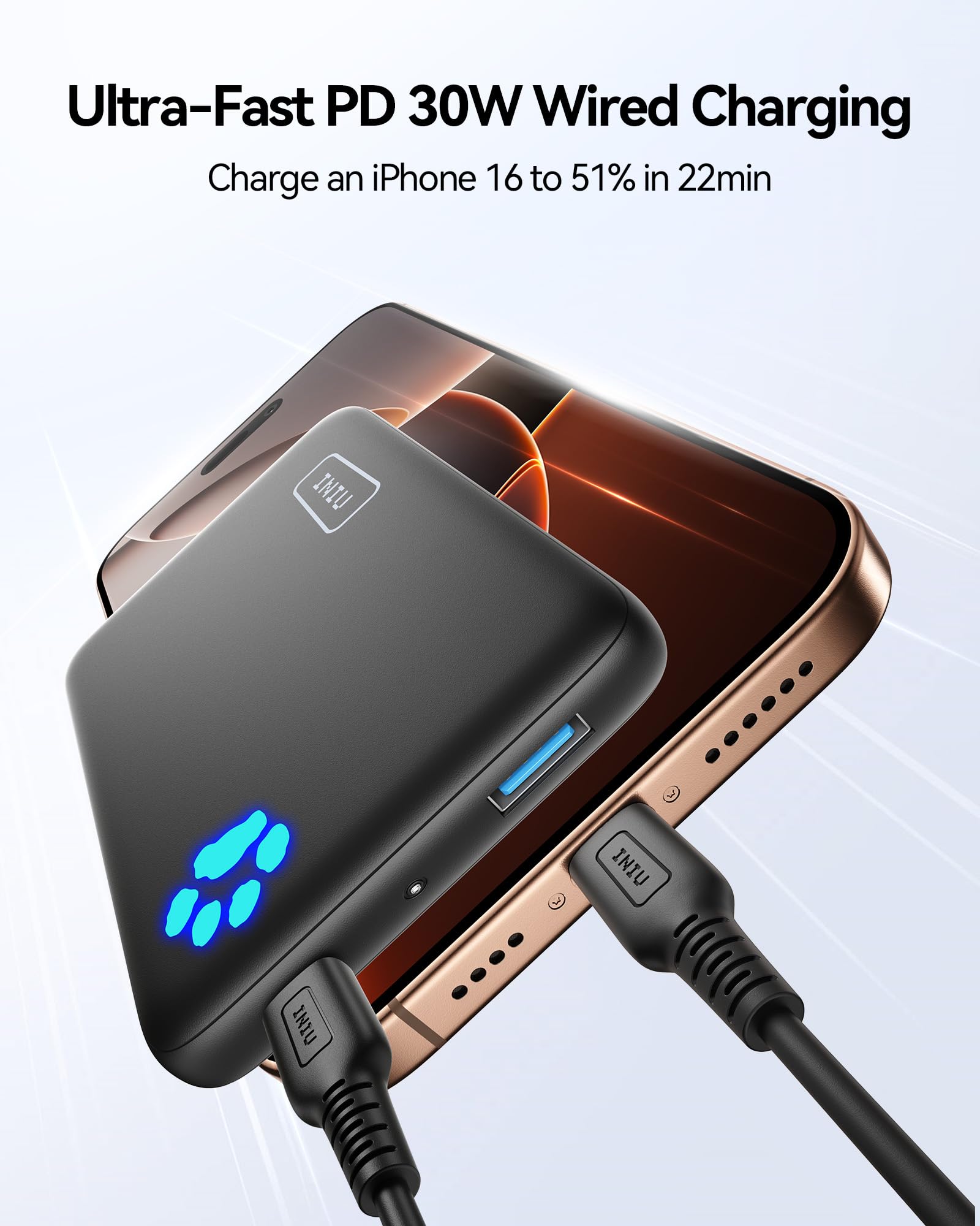Foto 4 pulgar | Cargador Portátil Iniu 10000 Mah 30w Banco De Energía Magnético - Venta Internacional.