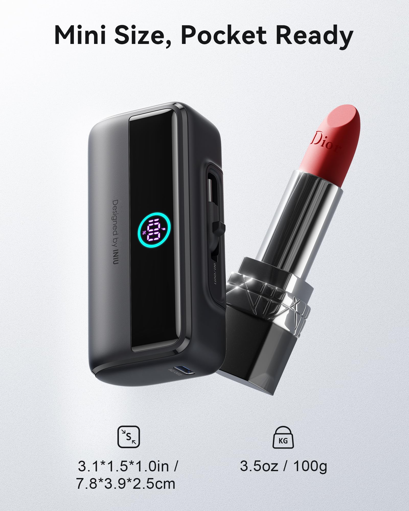Foto 3 pulgar | Mini Cargador Portátil Power Bank Iniu De 5500 Mah Con Usb-c De 22,5 W - Venta Internacional.