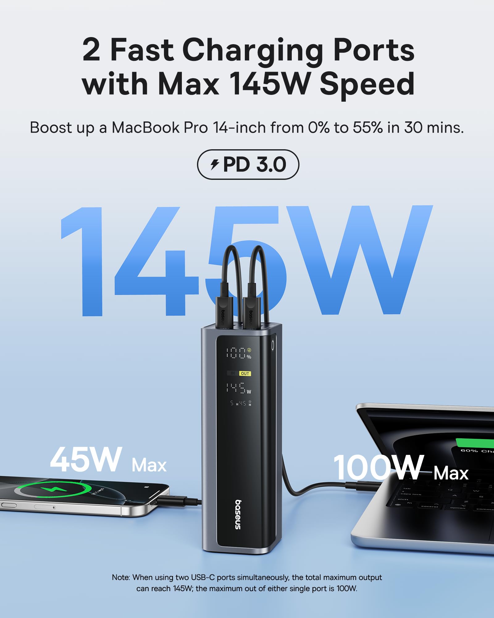 Foto 3 pulgar | Banco De Energía Baseus 145 W 20,800 Mah Con 4 Puertos Para Macbook - Venta Internacional.